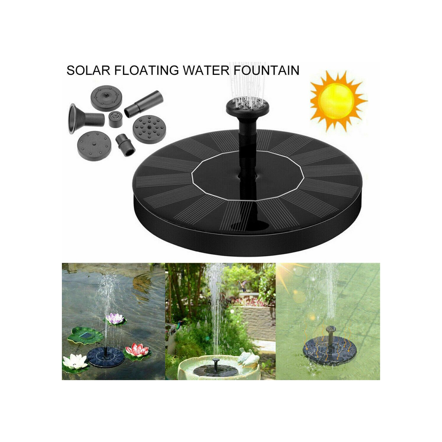 Pompe à eau solaire pour fontaine d'extérieur pour bain d'oiseau piscine de jardin