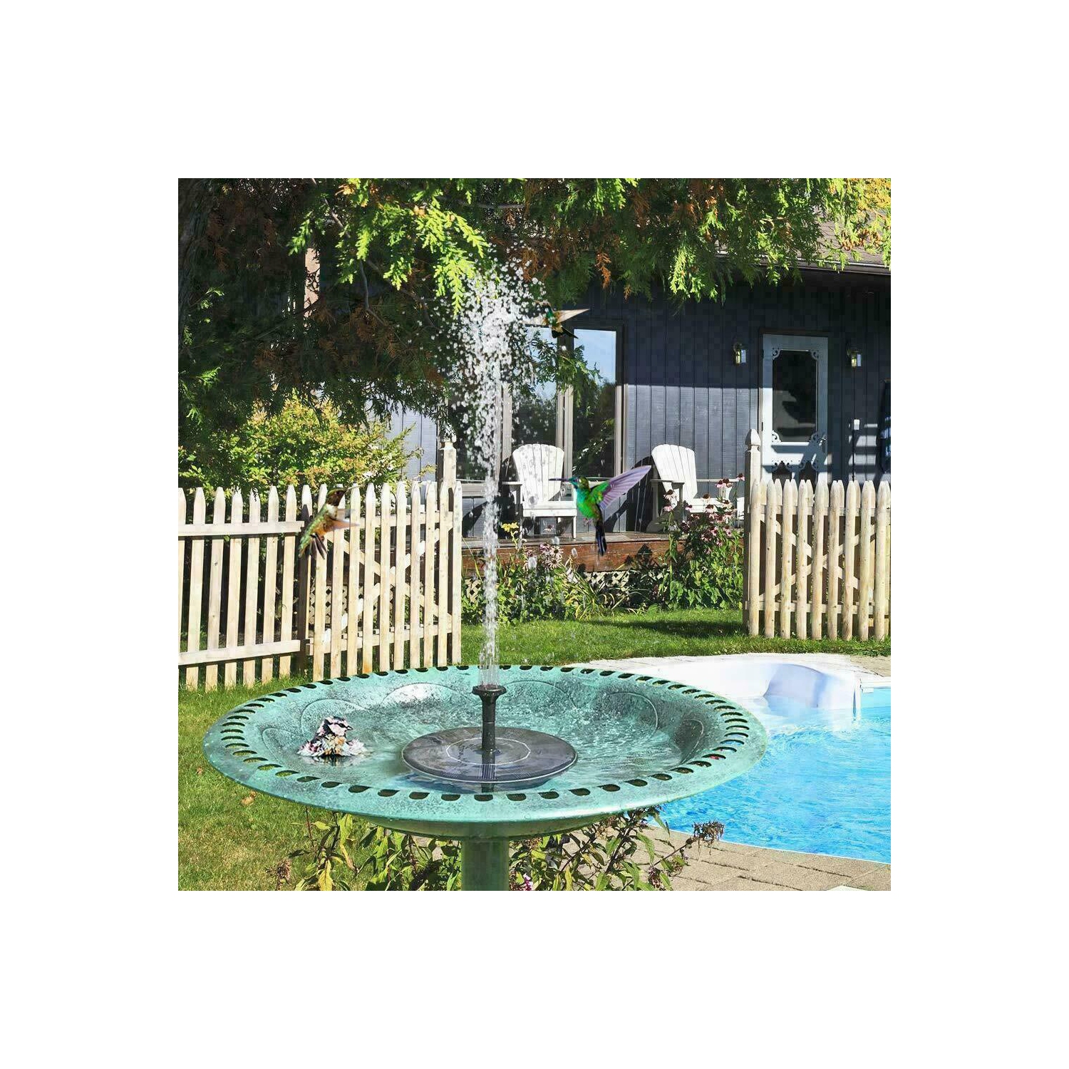 Bird Bath Solar Fountain Powered Water Pump Floating Outdoor Pond Garden Pool