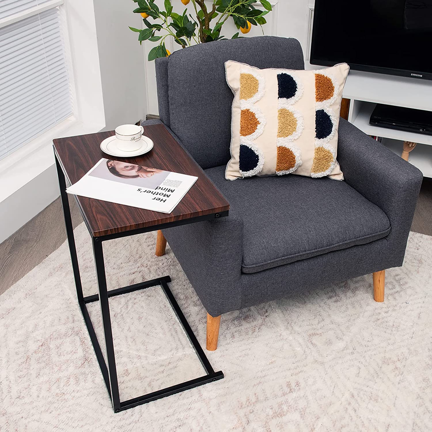 Costway 22"x14"x26" Sofa Side End Table Laptop Holder Multiple Stand Desk