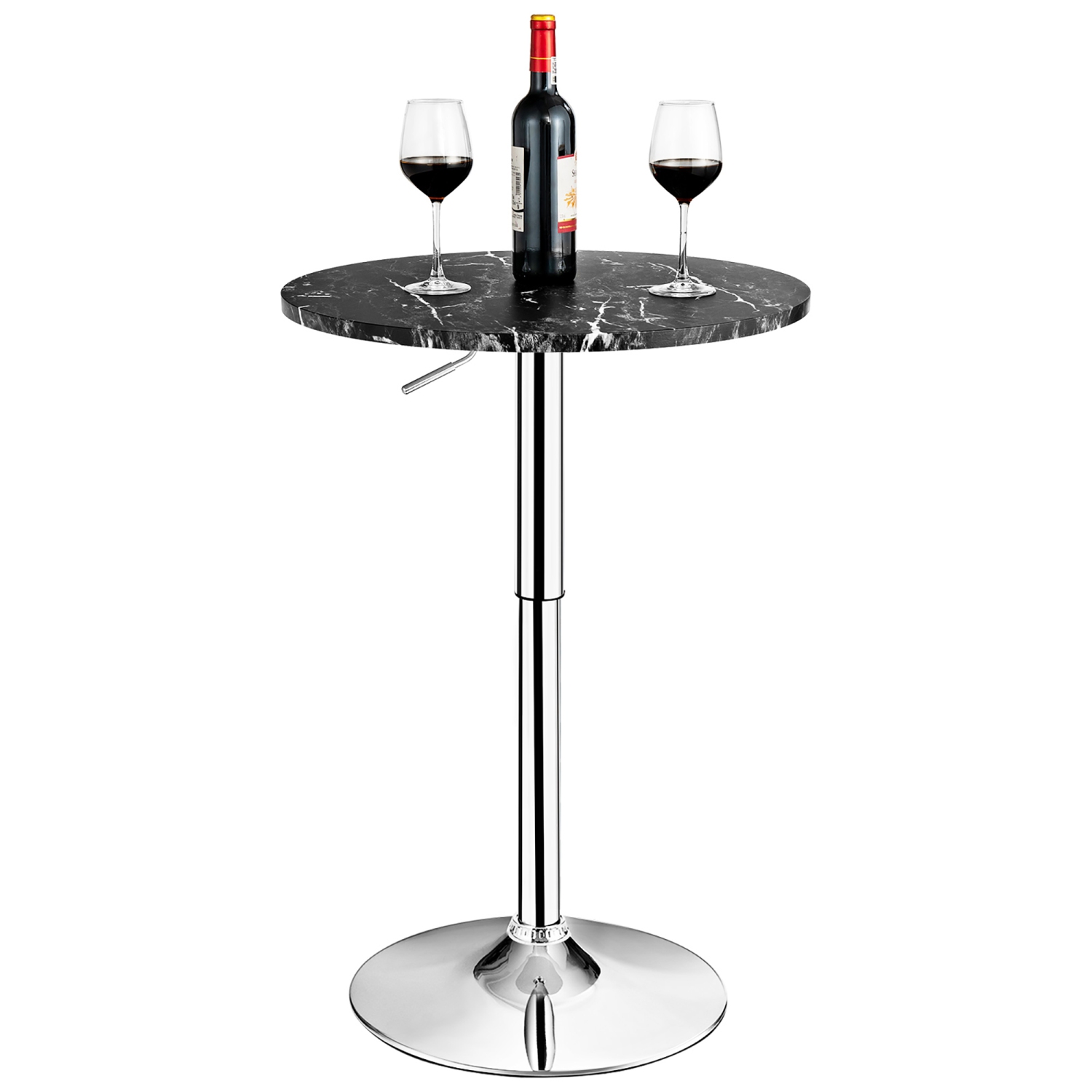 Costway 2PCS Round Bistro Bar Table Height Adjustable 360-degree Swivel Black