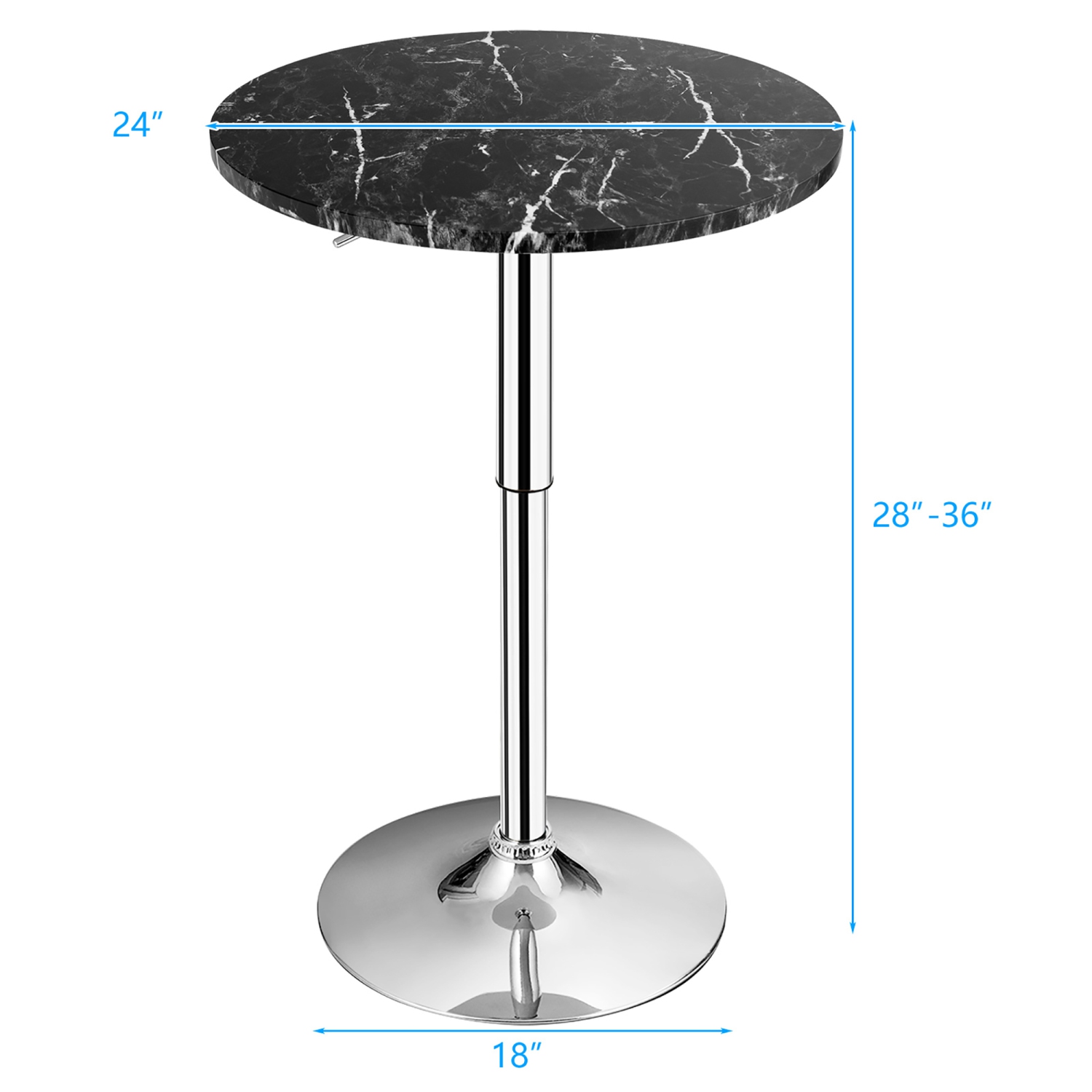 Costway 6PCS Round Bistro Bar Table Height Adjustable 360-degree Swivel