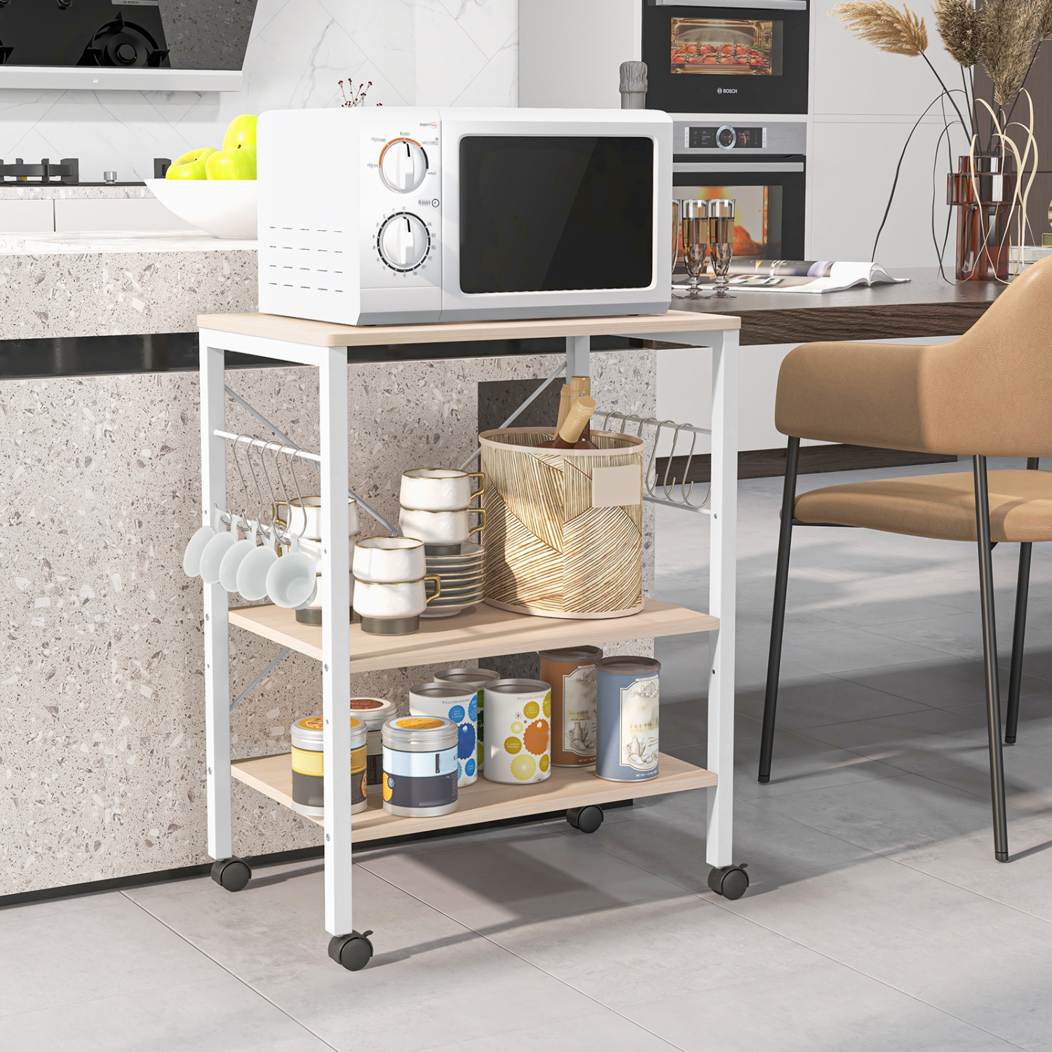 Desserte à roulettes pour micro-ondes Costway