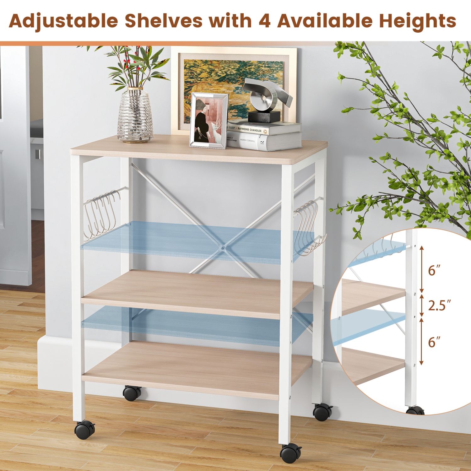 Desserte à roulettes pour micro-ondes Costway