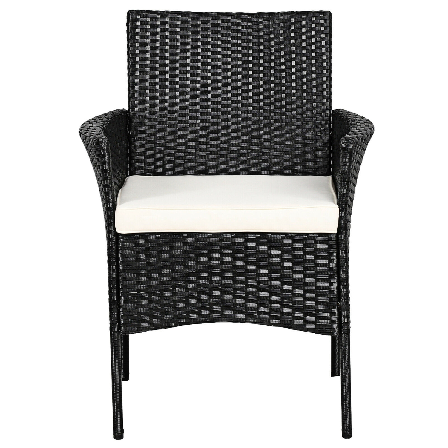 Ensemble de 2 fauteuils de patio à accoudoirs en rotin Gymax. Mobilier rembourré noir