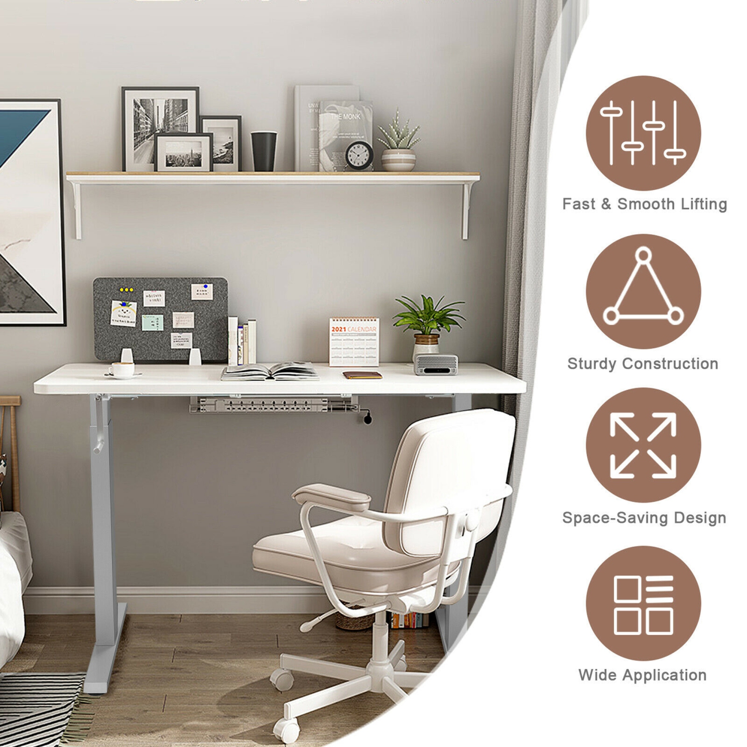 Gymax Hand Crank Sit to Stand Desk Frame Height Adjustable Standing Base