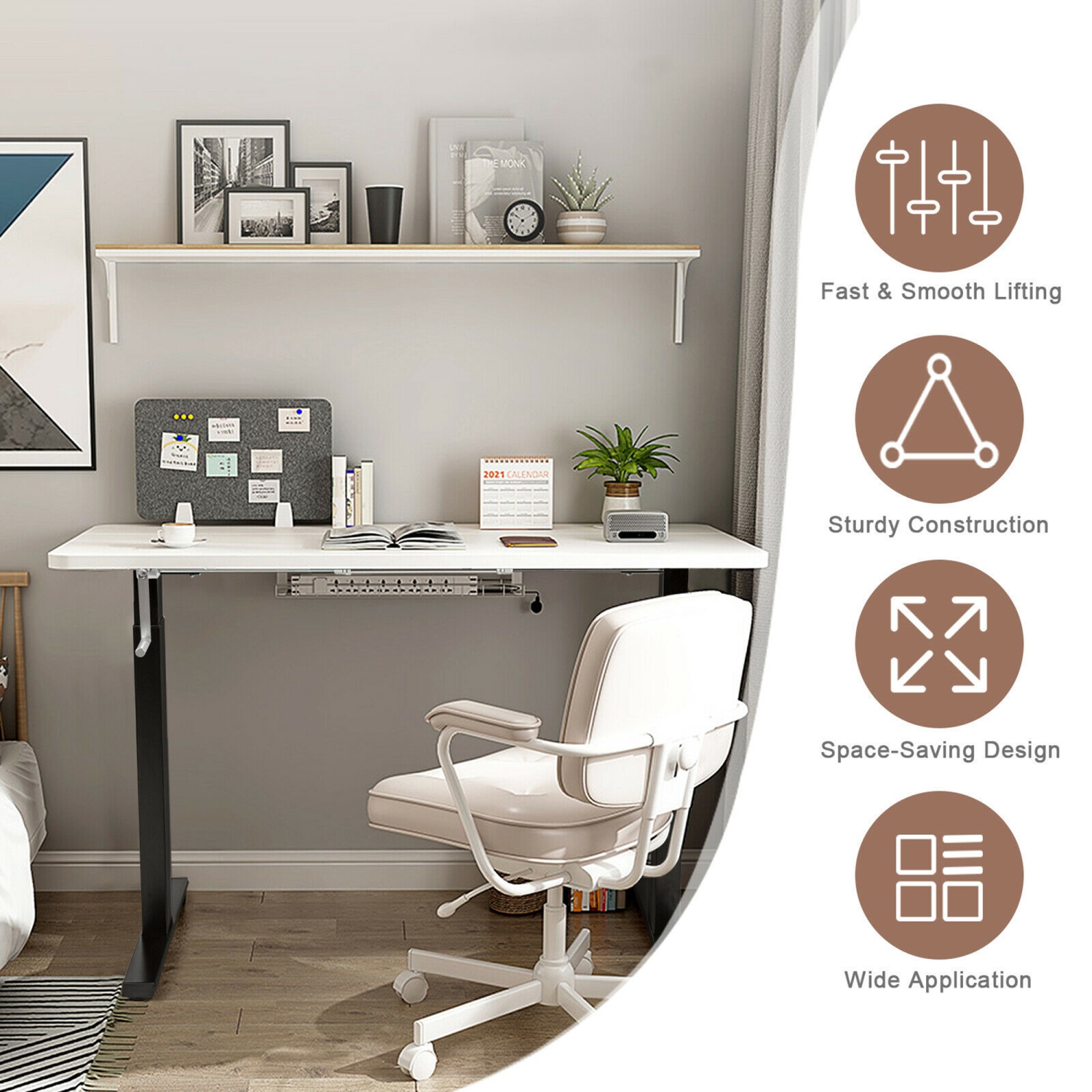 Gymax Hand Crank Sit to Stand Desk Frame Height Adjustable Standing Base