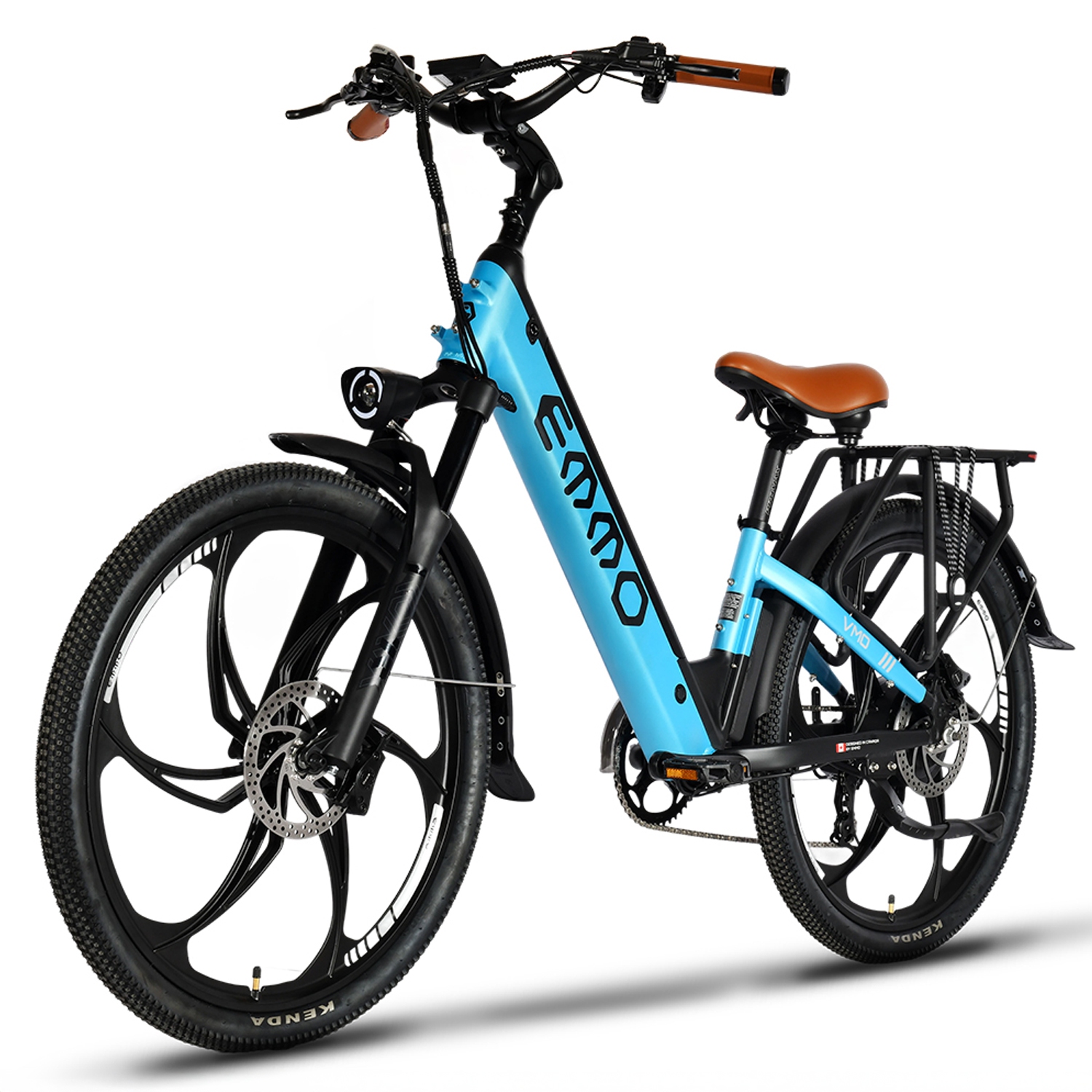 EMMO VMO Pro Electric Bike - Low Seat Step Thru Ebike Scooter for Adults 500W - UL 2849 Certified - Removable 48V17.5Ah Lithium Battery - Blue - LED