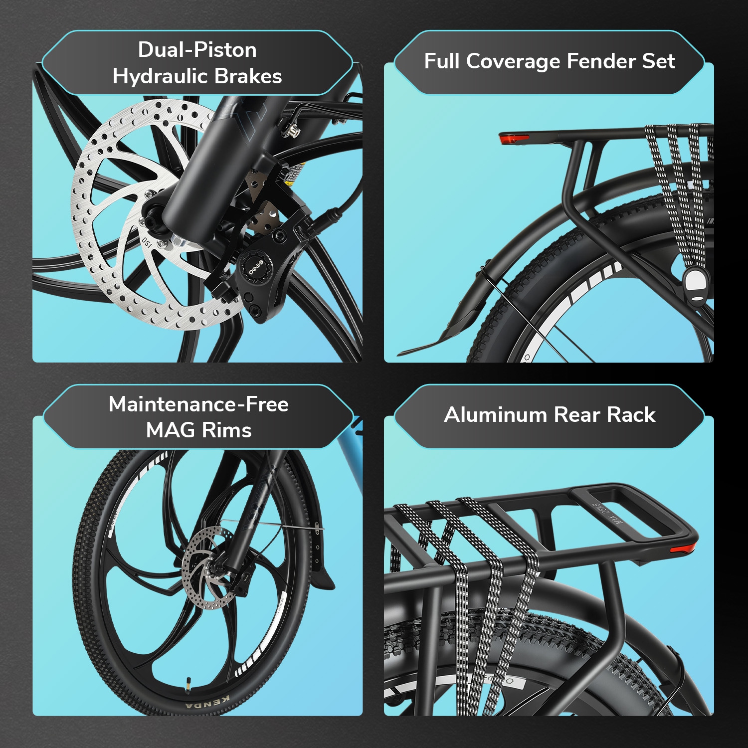 EMMO VMO Pro Electric Bike - Low Seat Step Thru Ebike Scooter for Adults 500W - UL 2849 Certified - Removable 48V17.5Ah Lithium Battery - Blue - LED