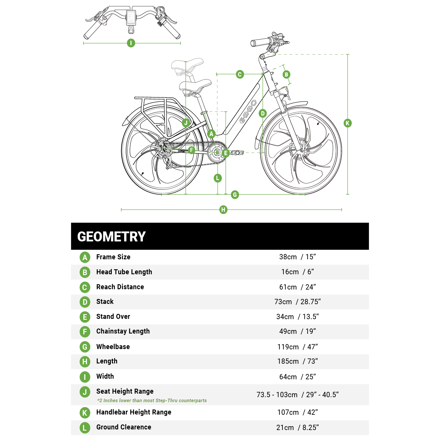 EMMO VMO Pro Electric Bike - Low Seat Step Thru Ebike Scooter for Adults 500W - UL 2849 Certified - Removable 48V17.5Ah Lithium Battery - Blue - LED