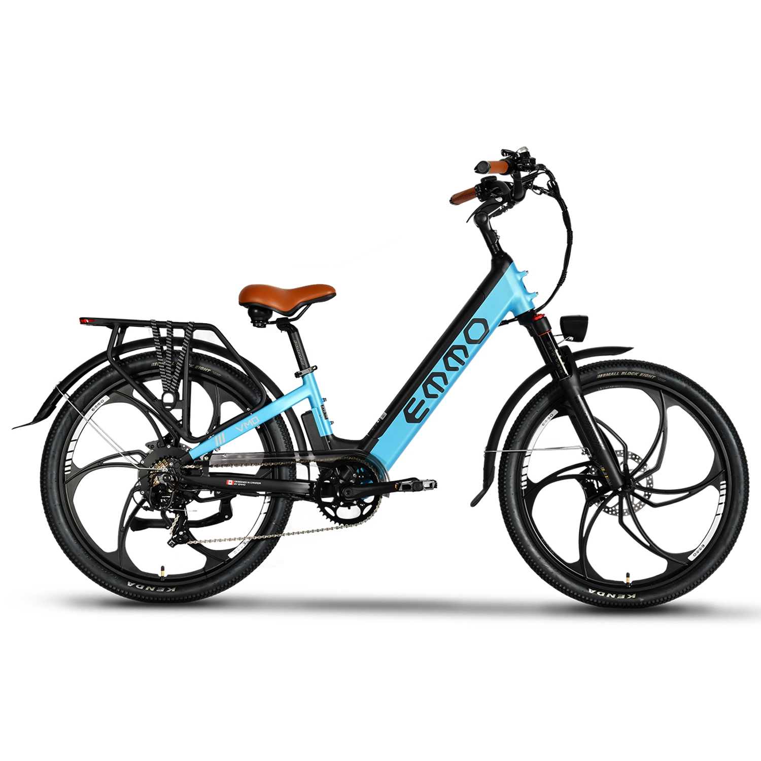 EMMO VMO Pro Electric Bike - Low Seat Step Thru Ebike Scooter for Adults 500W - UL 2849 Certified - Removable 48V17.5Ah Lithium Battery - Blue - LED