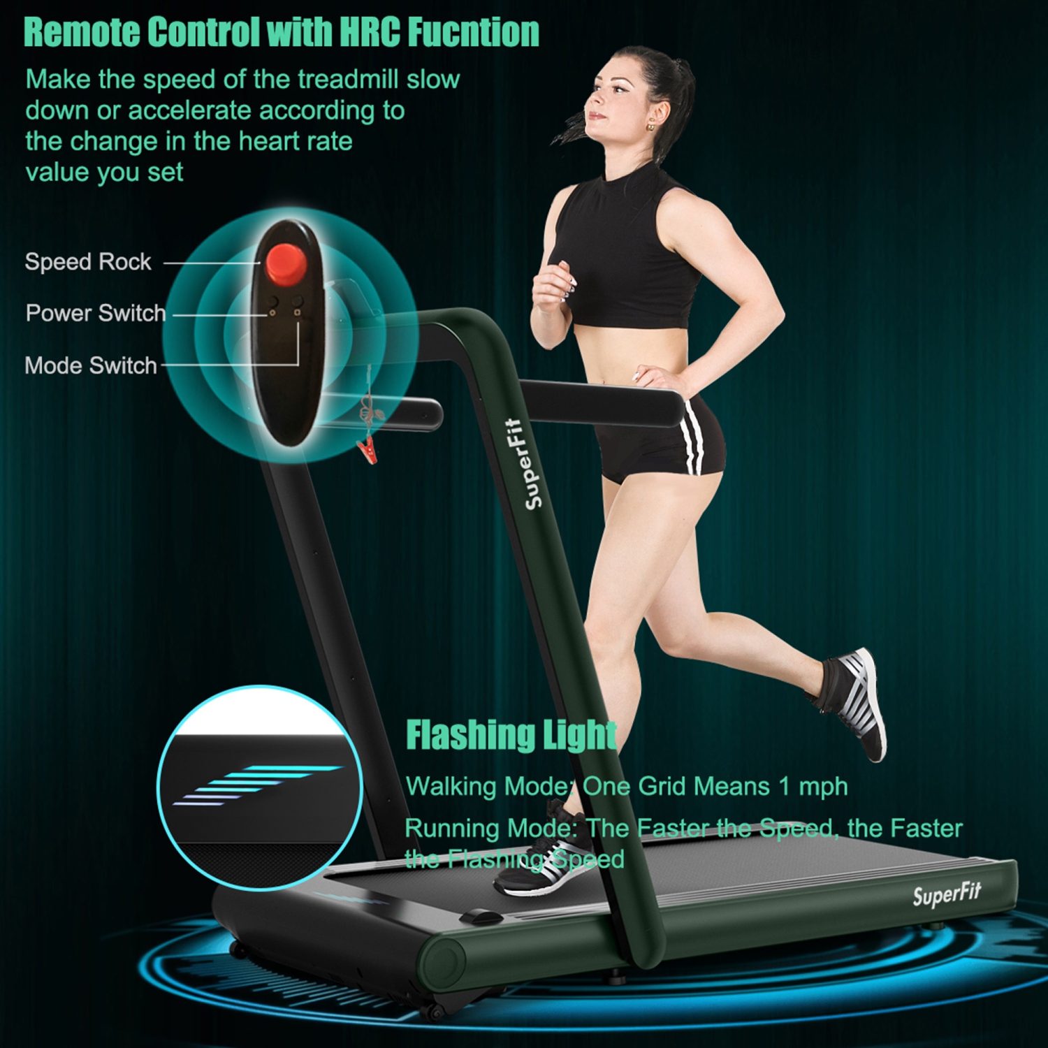 Tapis de course 2 en 1 5CV Gymax