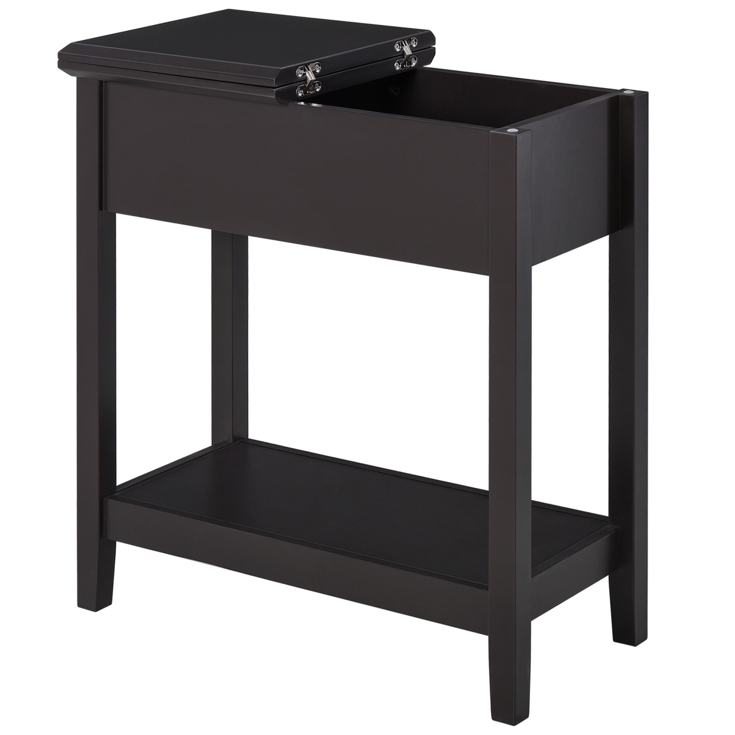 HOMCOM – Table de bout à dessus rabattable, table d'appoint avec tablette de rangement, table de chevet étroite pour les petits espaces du salon,