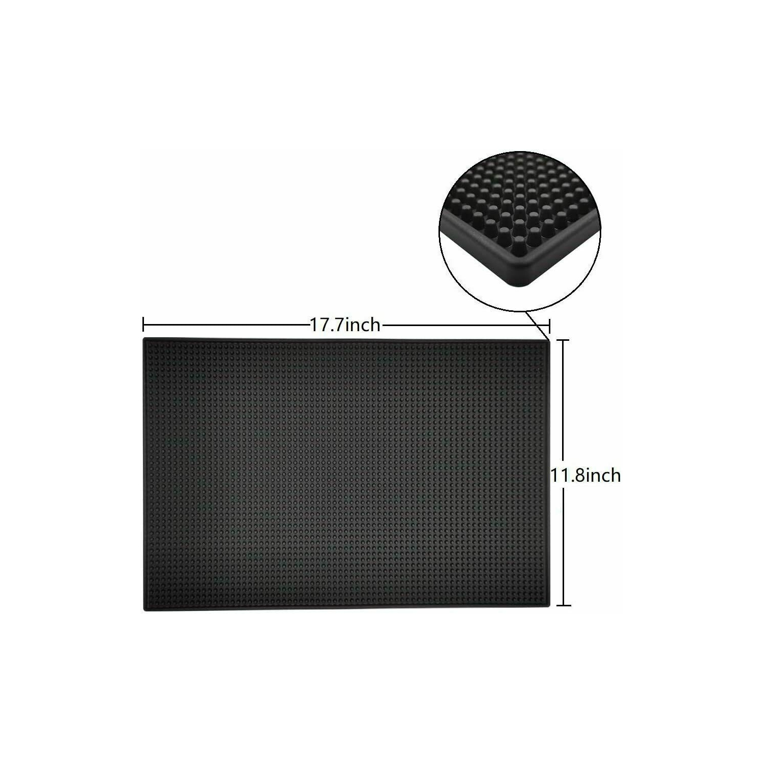 ISTAR Bar Mat for Cocktail and Coffee Bar 18" x 12" Rubber Bar Service Spill Mat for Cocktail Bartender Set of 2 Coffee Bar or Countertop Mats Glass