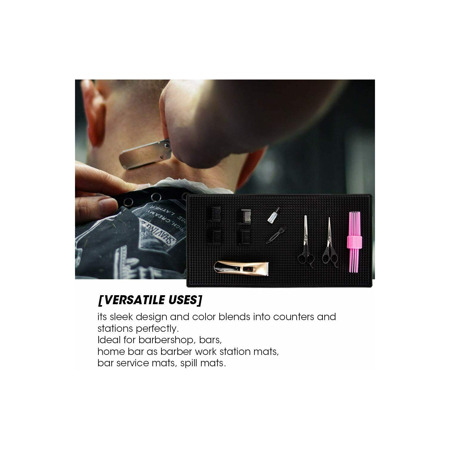 ISTAR Bar Mat for Cocktail and Coffee Bar 18" x 12" Rubber Bar Service Spill Mat for Cocktail Bartender Set of 2 Coffee Bar or Countertop Mats Glass