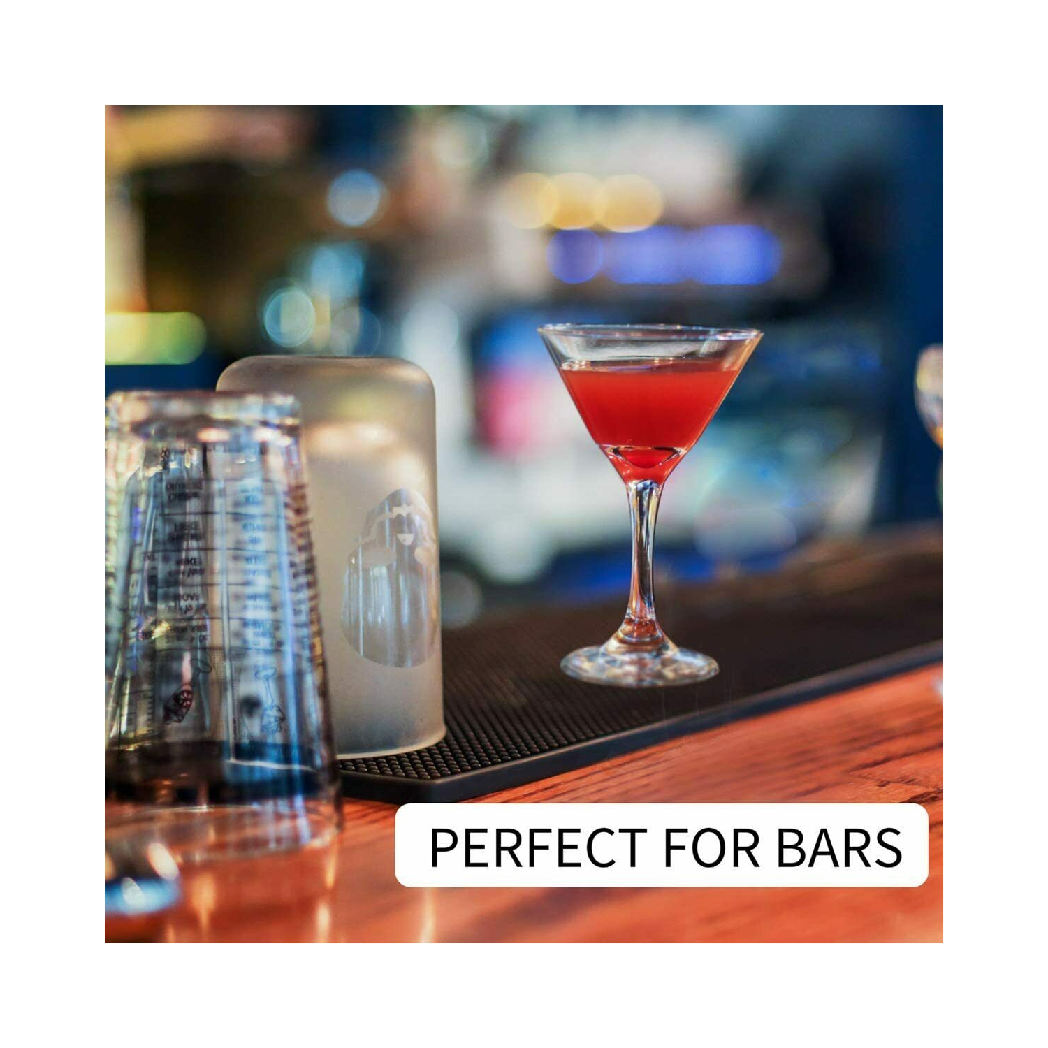 ISTAR Bar Mat for Cocktail and Coffee Bar 18" x 12" Rubber Bar Service Spill Mat for Cocktail Bartender Set of 2 Coffee Bar or Countertop Mats Glass