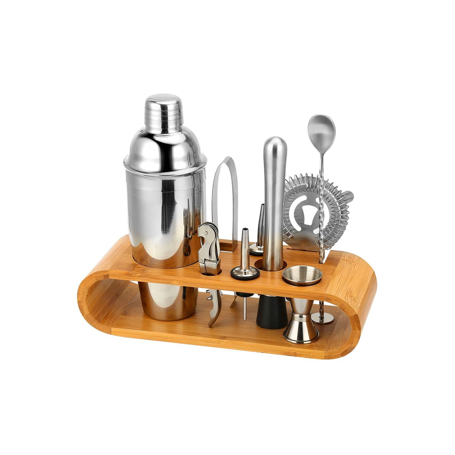 ISTAR Bartender Kit With Stand - 10 Piece Bar Set Cocktail Shaker Set, Drink Mixer Set For Home Bar With All Bar Accessories - Bar Tool Set, Cocktail