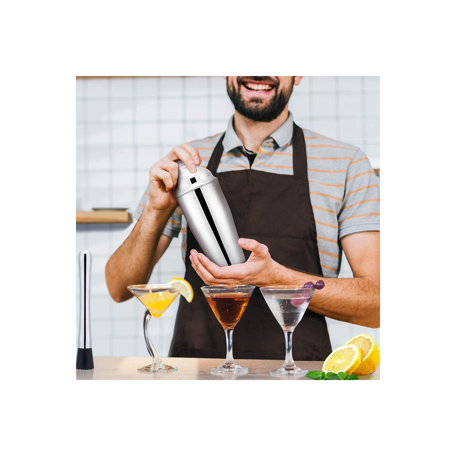 ISTAR Bartender Kit With Stand - 10 Piece Bar Set Cocktail Shaker Set, Drink Mixer Set For Home Bar With All Bar Accessories - Bar Tool Set, Cocktail