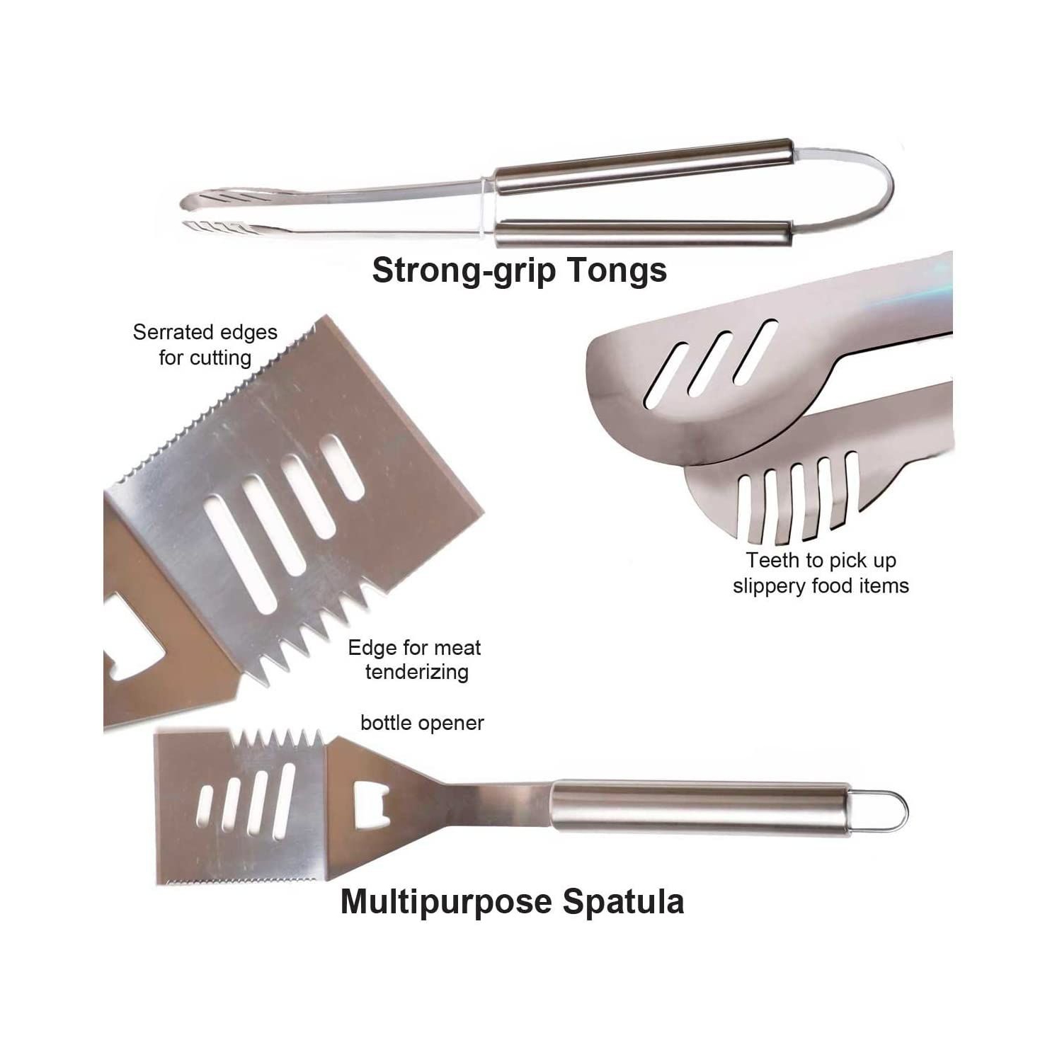 Stainless Steel BBQ Grill Tools Set with Premium Aluminum Case - 10 Heavy Duty Professional-Quality Grill Utensils Barbecue Tools for Complete