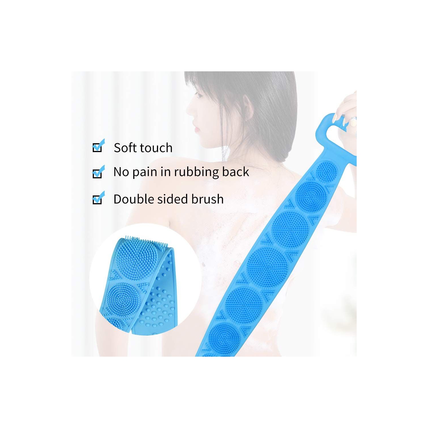 ISTAR Silicone Bath Body Brush, Exfoliating Long Double Side Silicone Body Back Scrubber, Lathers Well, Eco Friendly