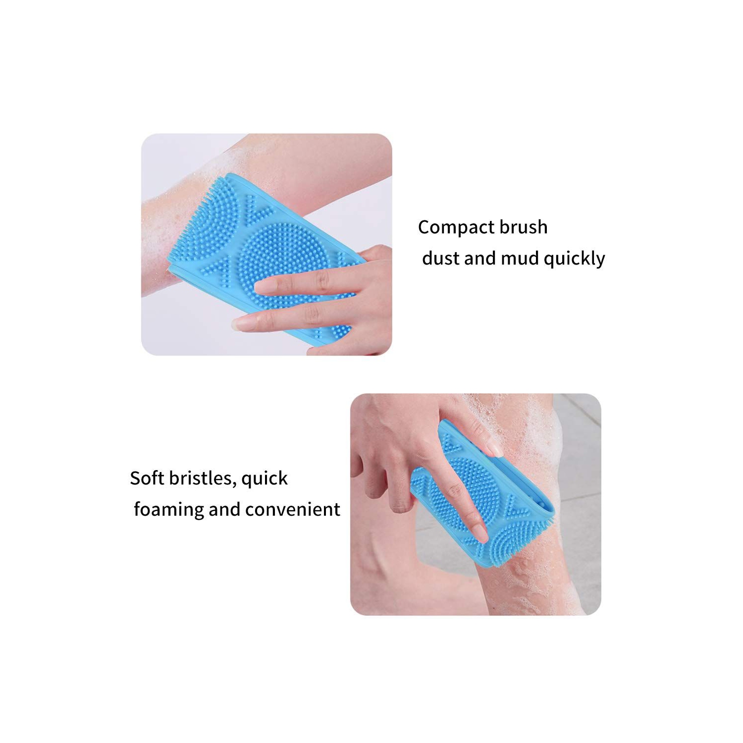 ISTAR Silicone Bath Body Brush, Exfoliating Long Double Side Silicone Body Back Scrubber, Lathers Well, Eco Friendly