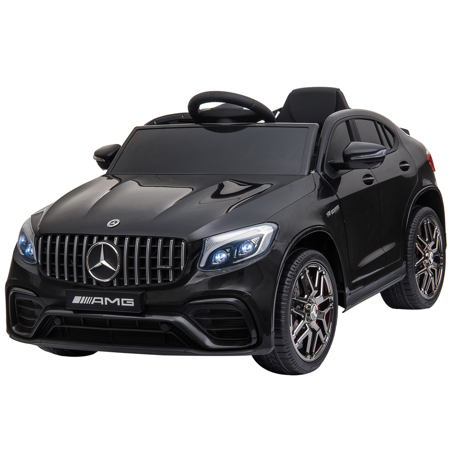 Jouet porteur pour enfants Aosom 12&nbsp;V/7AH, Mercedes Benz AMG GLC63S Coupé, voiture électrique avec télécommande, poignée, 2 vitesses, avec