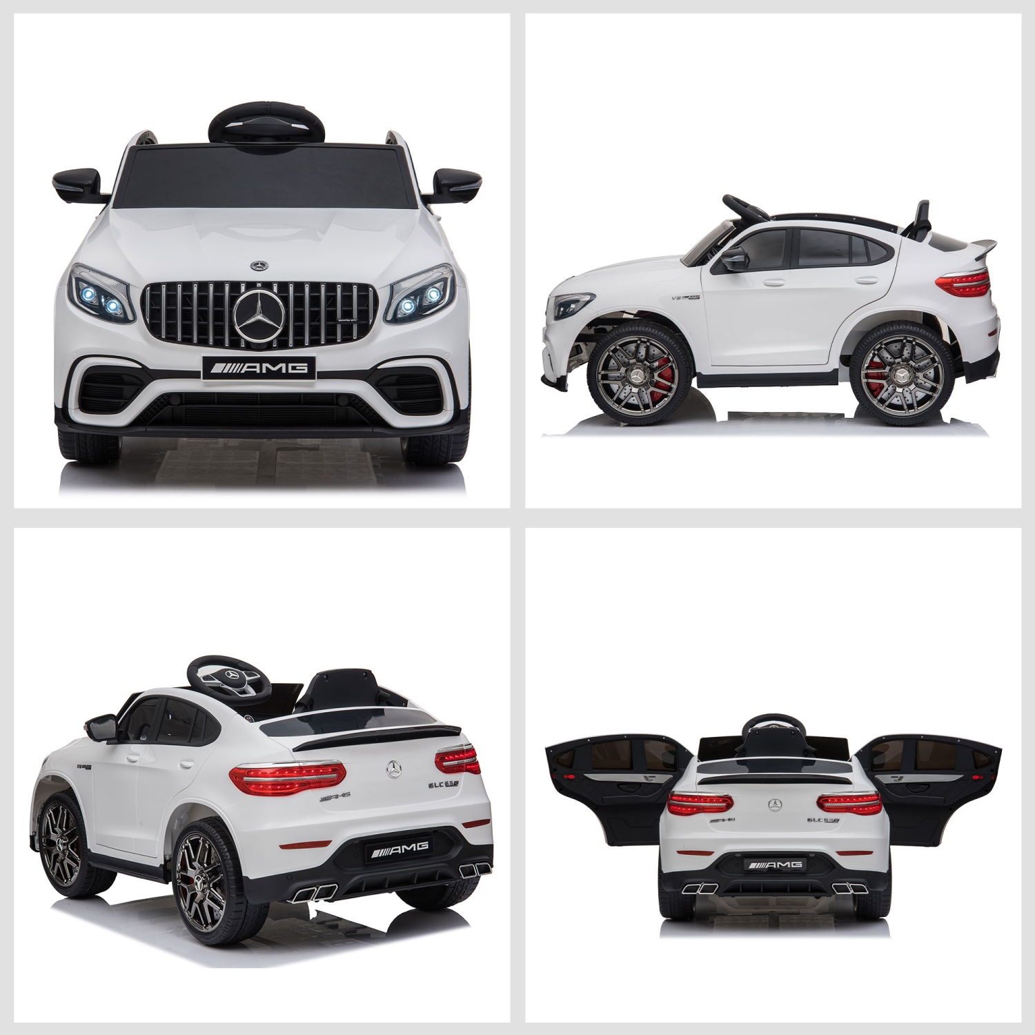 Jouet porteur pour enfants Aosom 12&nbsp;V/7AH, Mercedes Benz AMG GLC63S Coupé, voiture électrique avec télécommande, poignée, 2 vitesses, avec