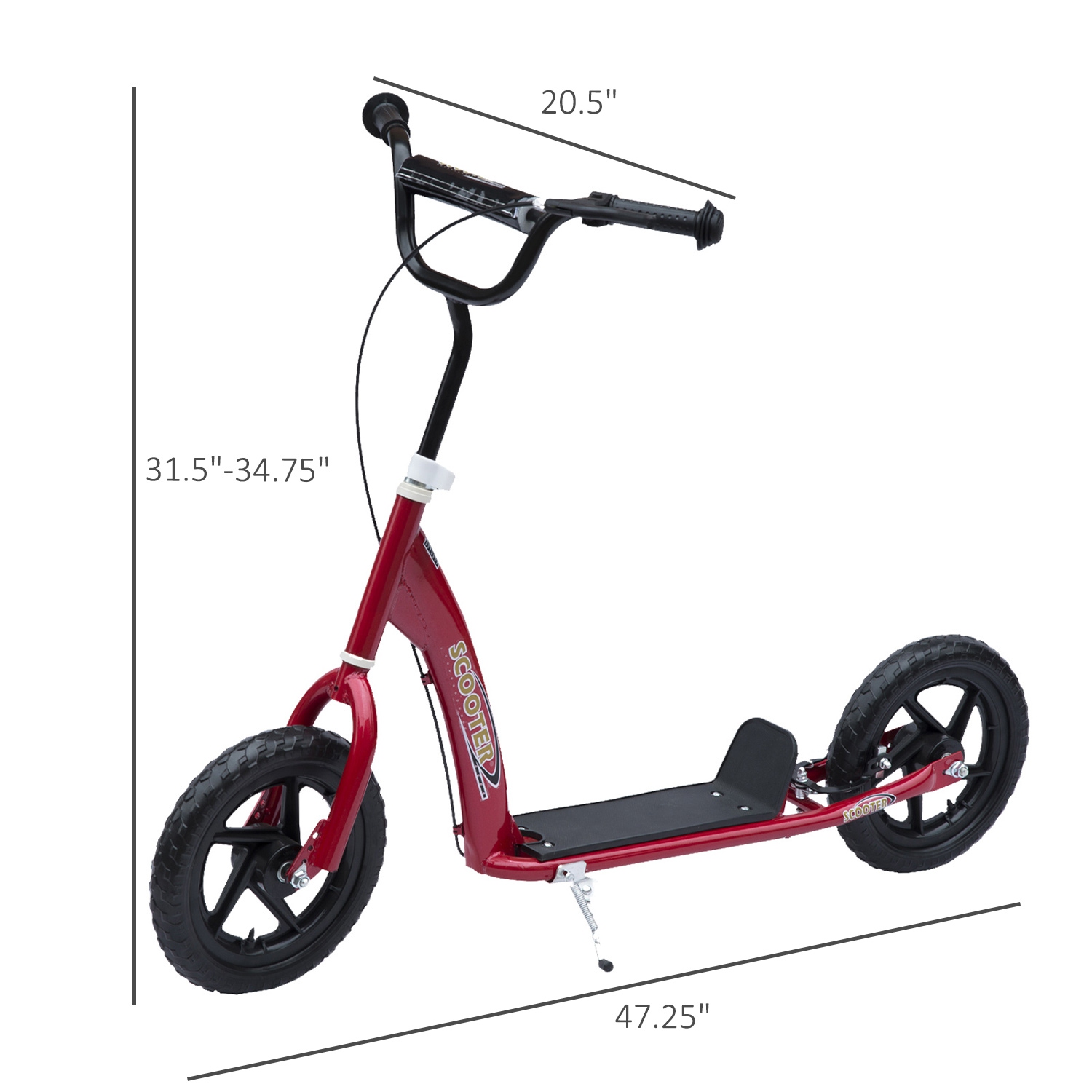 HOMCOM Kids Scooter Street Bike Bicycle for Teens Ride on Toy w/ 12" EVA Tyres for 5-12 Year Old Red