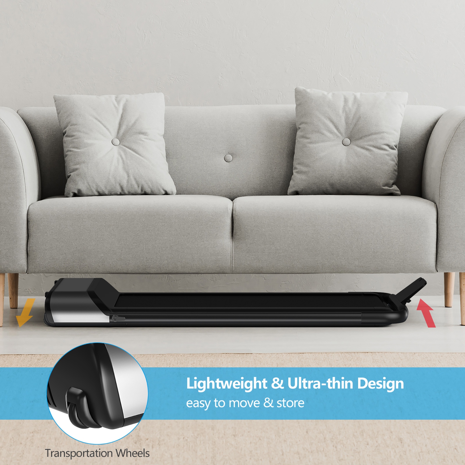 Tapis roulant pliable ultramince sans installation, appareil de mise en forme avec 5 couches