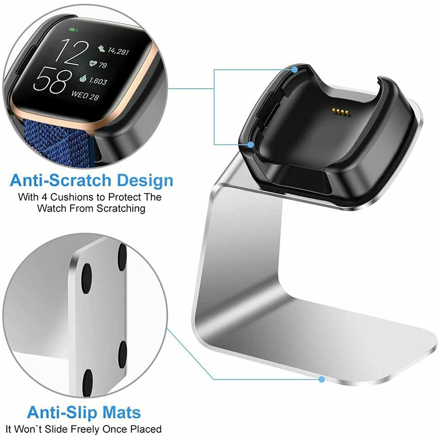 ISTAR Charger Dock Compatible with Fitbit Versa 2 Charger Stand Charging Cable Dock Station Base Cradle with 4.5ft USB Cord Replacement Accessories