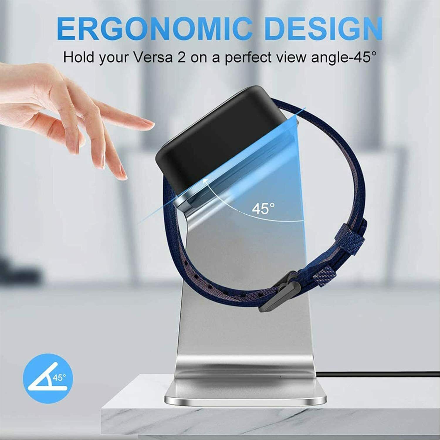 ISTAR Charger Dock Compatible with Fitbit Versa 2 Charger Stand Charging Cable Dock Station Base Cradle with 4.5ft USB Cord Replacement Accessories