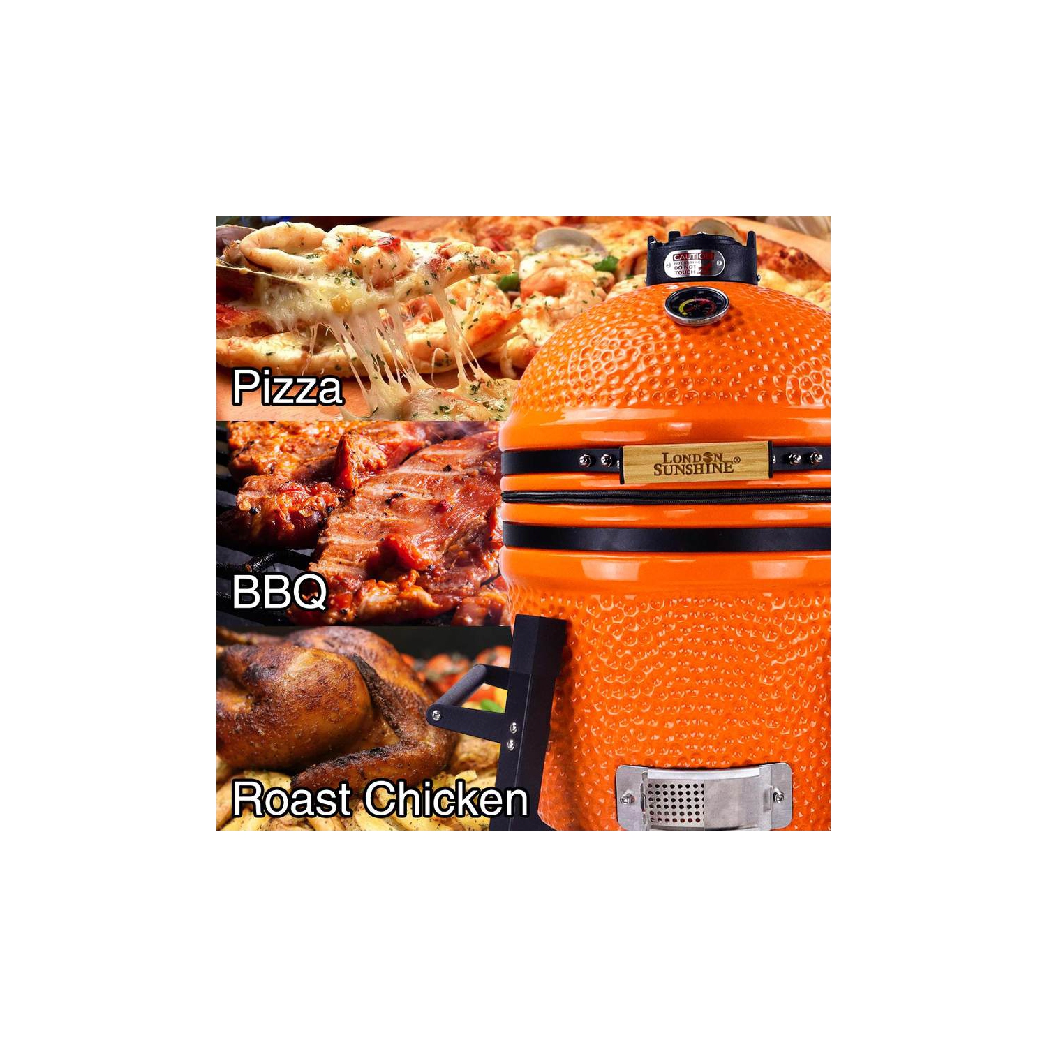 Fumoir au charbon à griller 15 po Ceramic Kamado de London Sunshine - OR