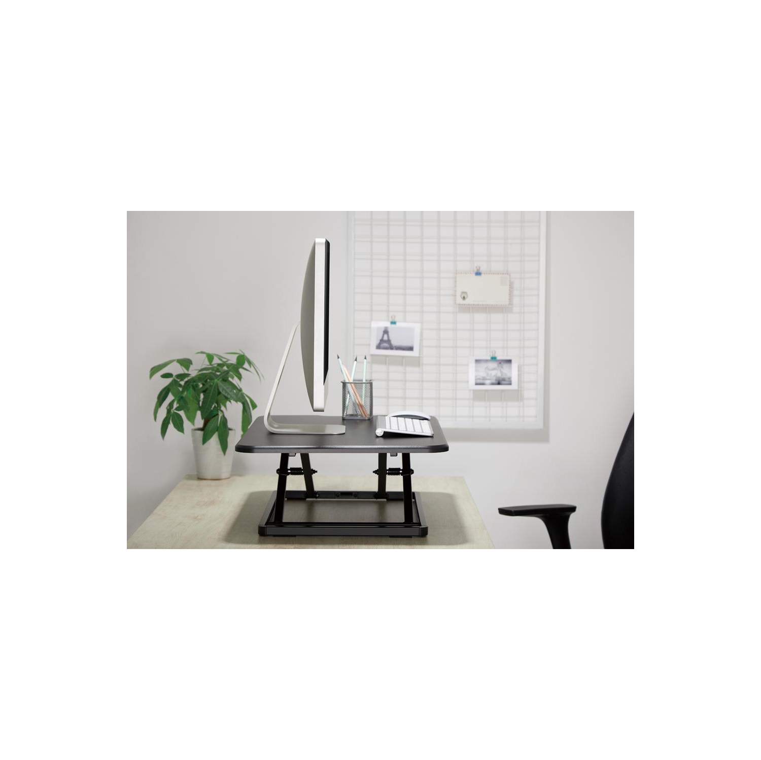 Amer Mounts – Bureau de travail assis/debout à hauteur réglable ultramince, noir, table de 26.4 po de largeur, 1.8 po de largeur, EZUP2619