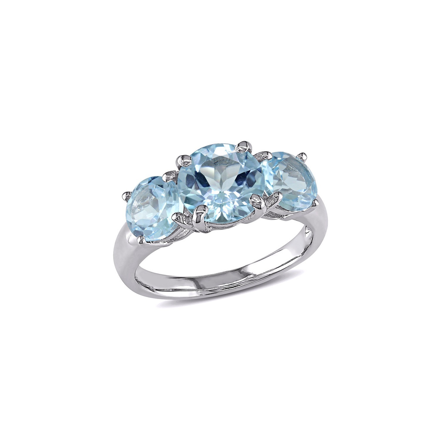 4.35 Carat Blue Topaz Three Stone Ring in Sterling Silver