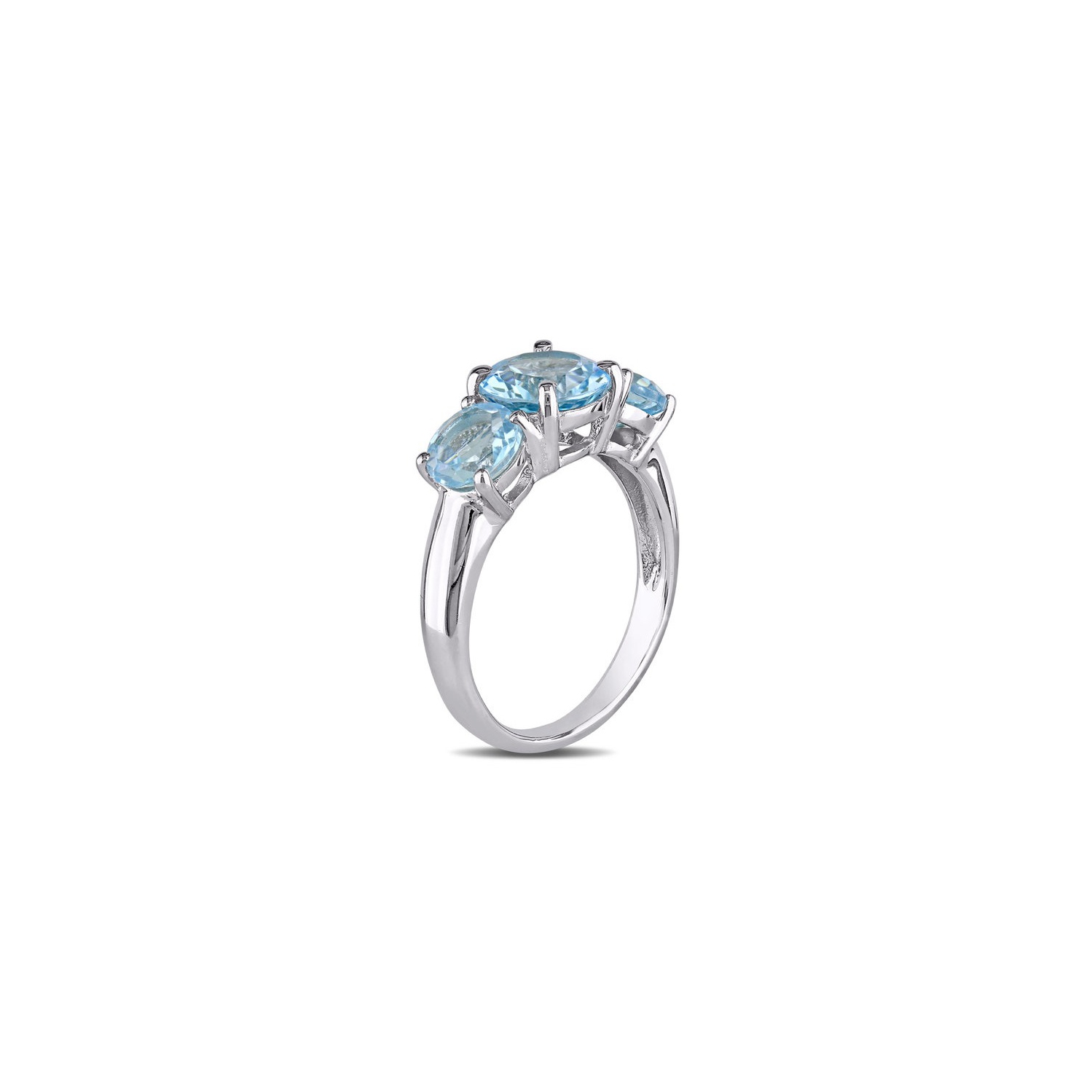 4.35 Carat Blue Topaz Three Stone Ring in Sterling Silver