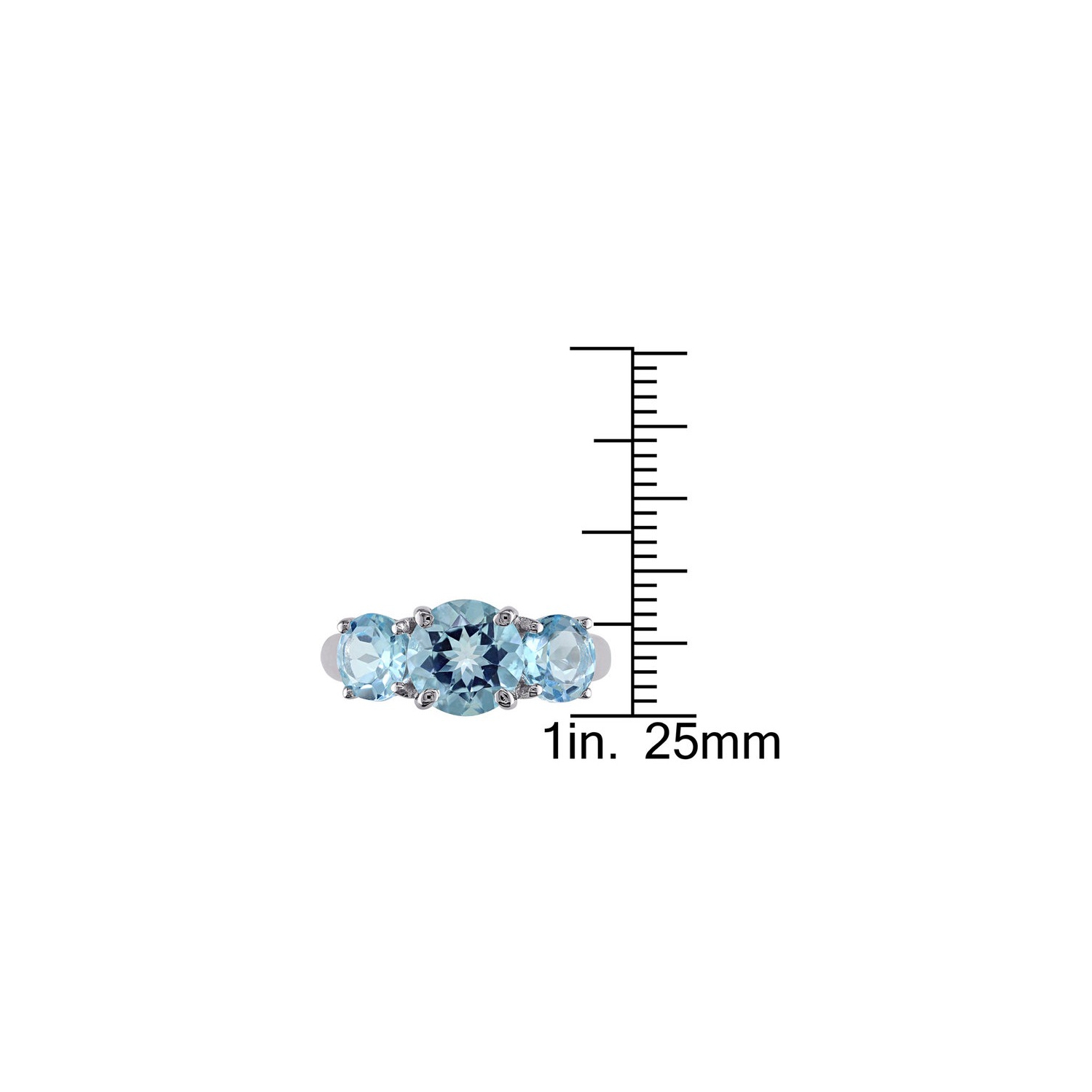 4.35 Carat Blue Topaz Three Stone Ring in Sterling Silver