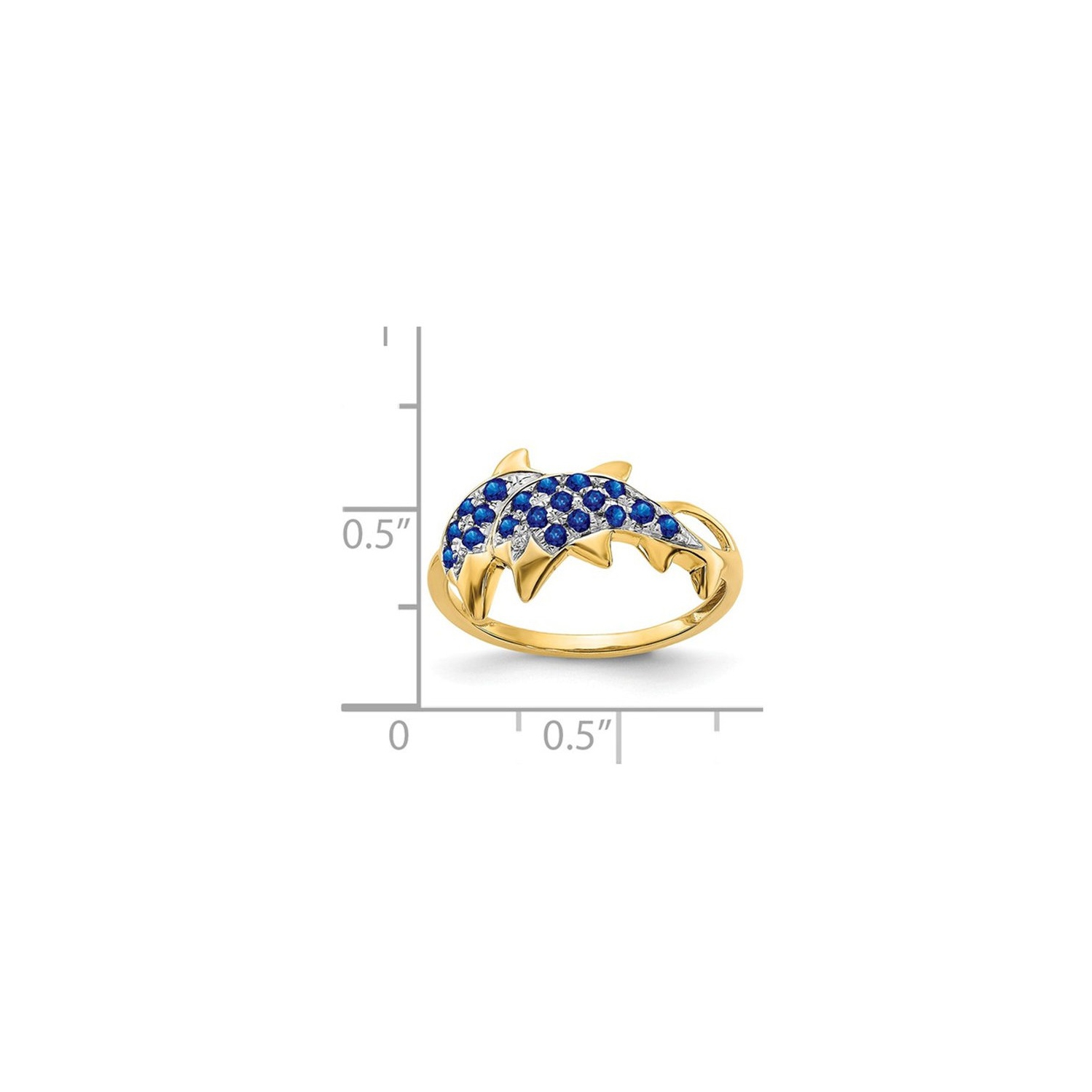 1/3 Carat Blue Sapphire Dolphin Ring in 14K Yellow Gold