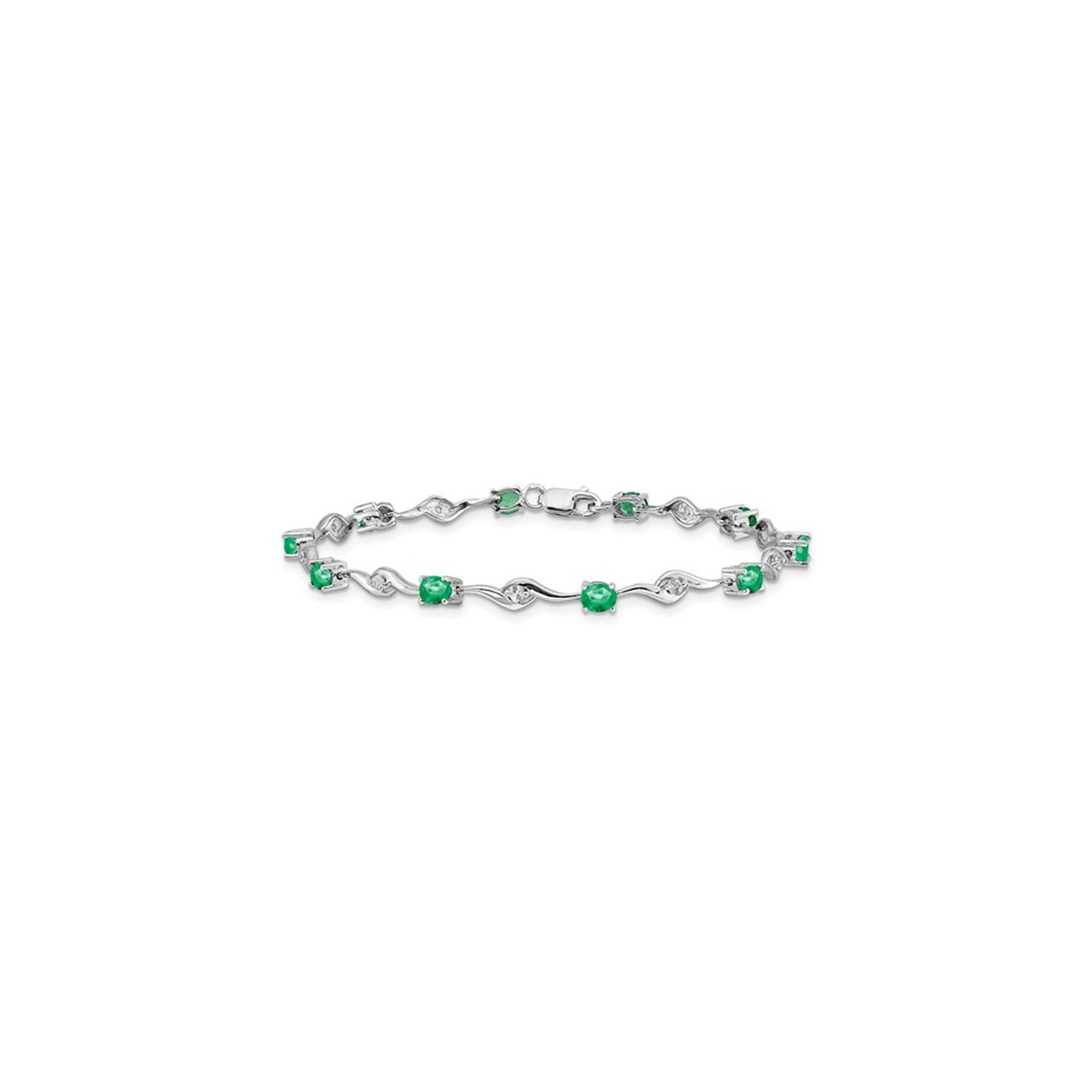 Bracelet en or blanc 14 ct avec émeraude de 2.20 ct