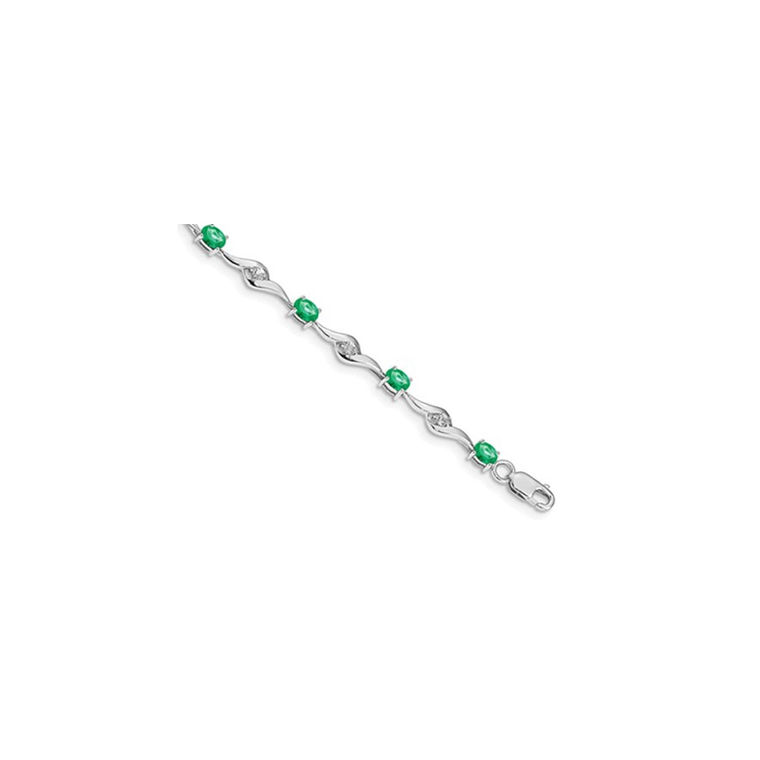 Bracelet en or blanc 14 ct avec émeraude de 2.20 ct