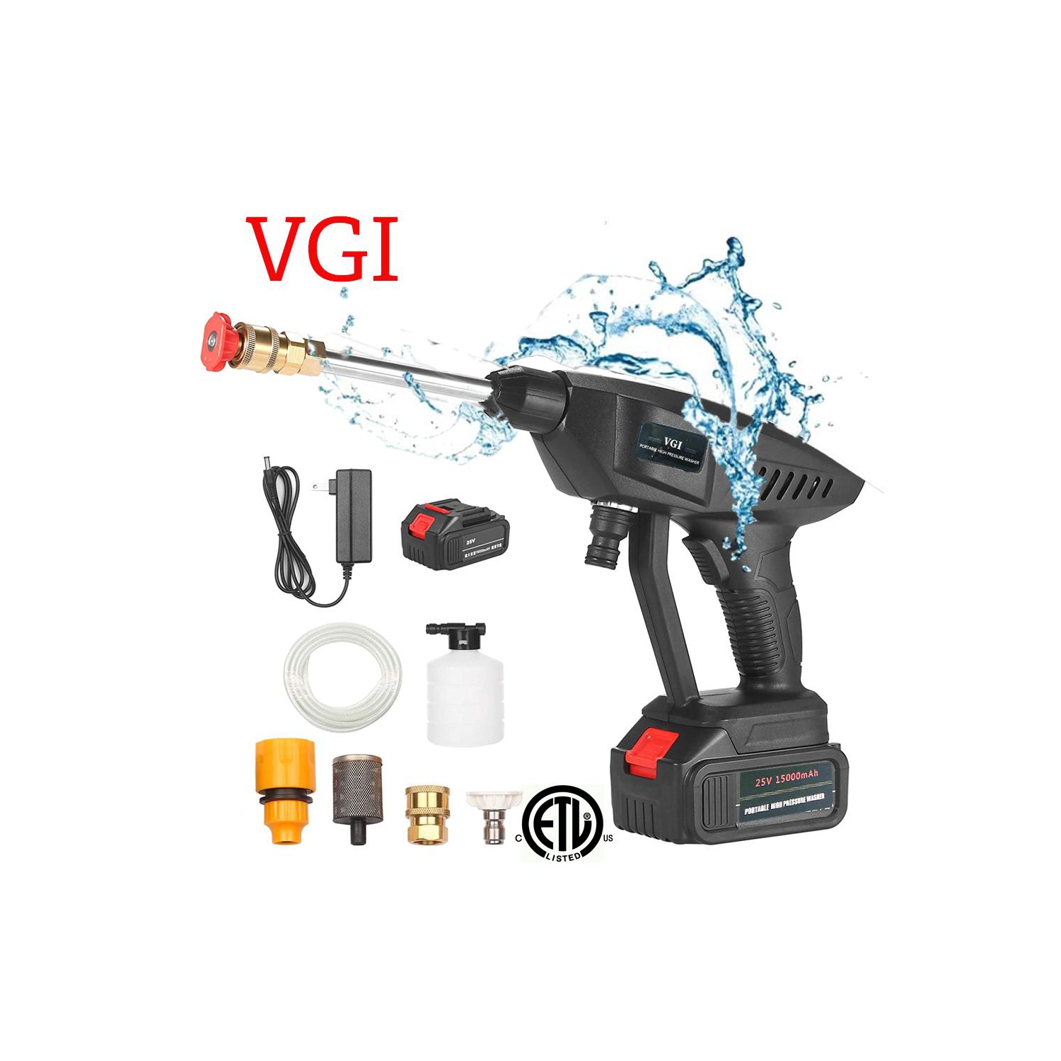 VGI 25V 30Bar Cordless High Pressure Car Washer Cleaner