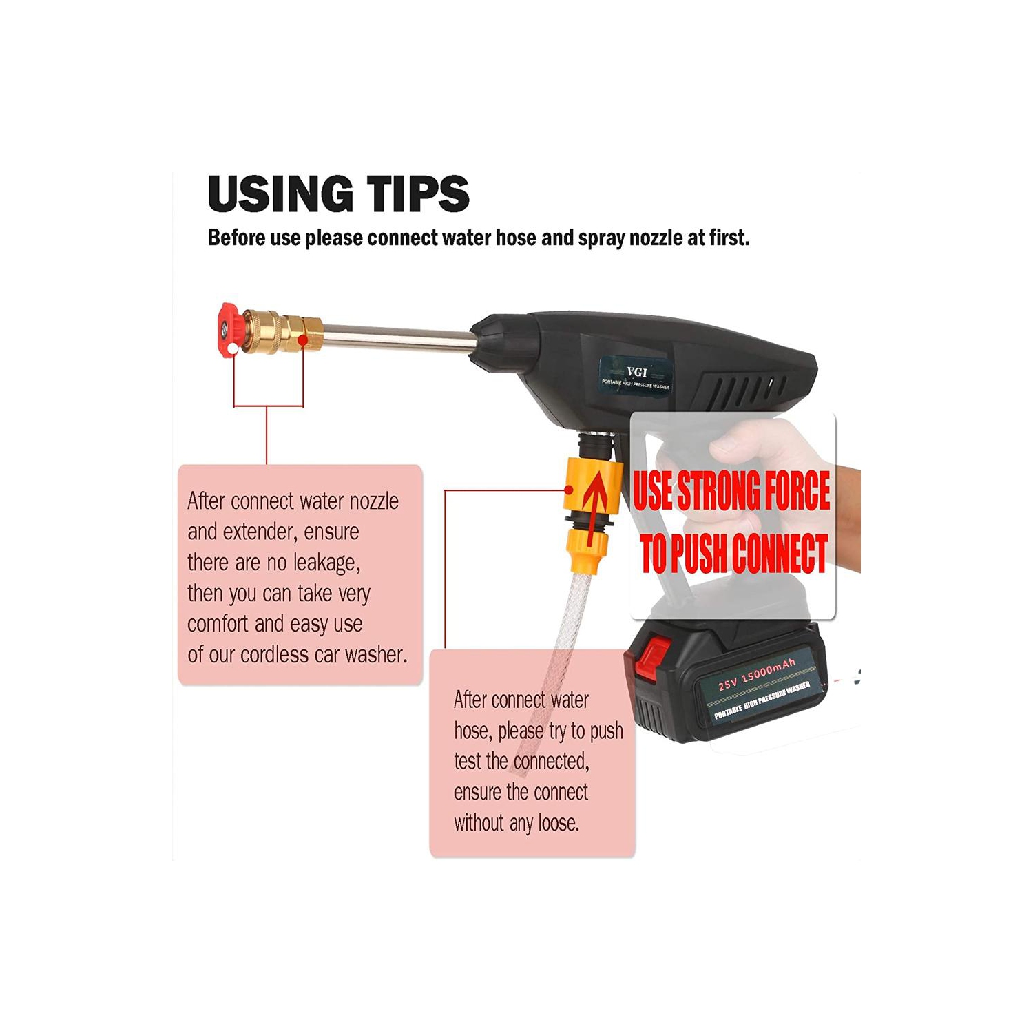 VGI 25V 30Bar Cordless High Pressure Car Washer Cleaner