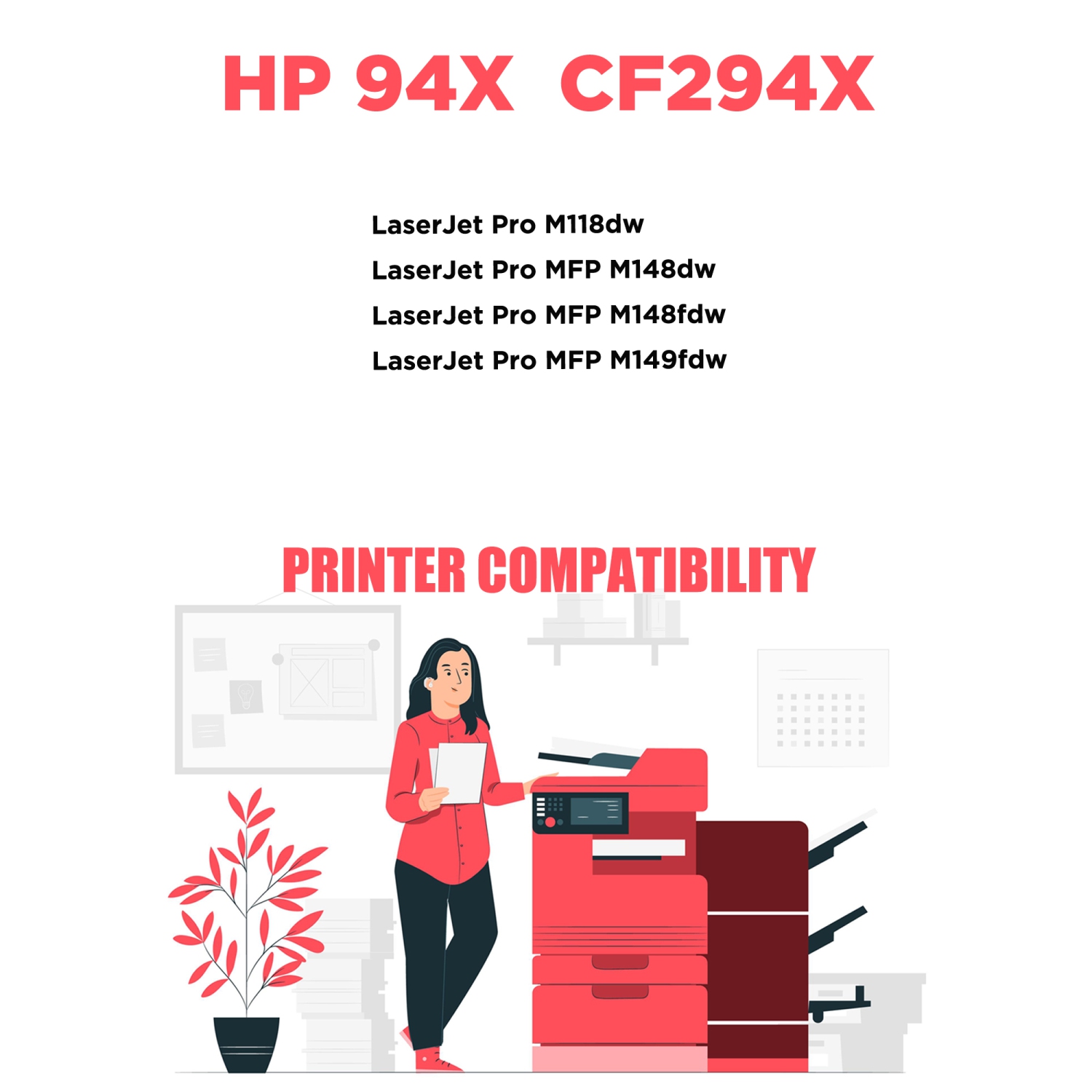 Printer Pro™ Compatible Replacement for 20 Pack HP 94X/hp94x/cf294x/HP 294X/CF294X Black Toner Cartridge for HP Printer LaserJet Pro