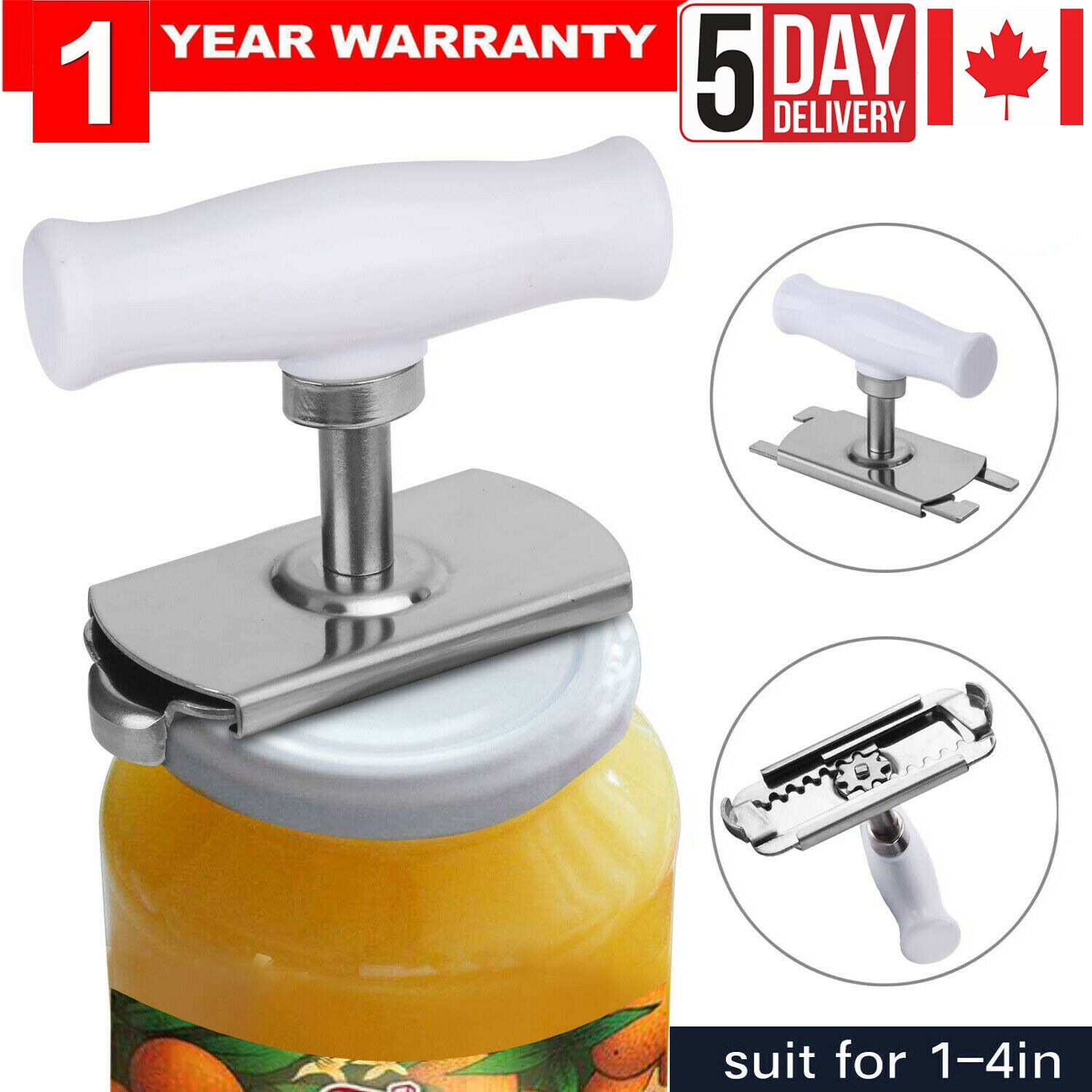 Can Opener Adjustable Jar Lid Bottle Remover Stainless Steel Twist Off Grip Tool