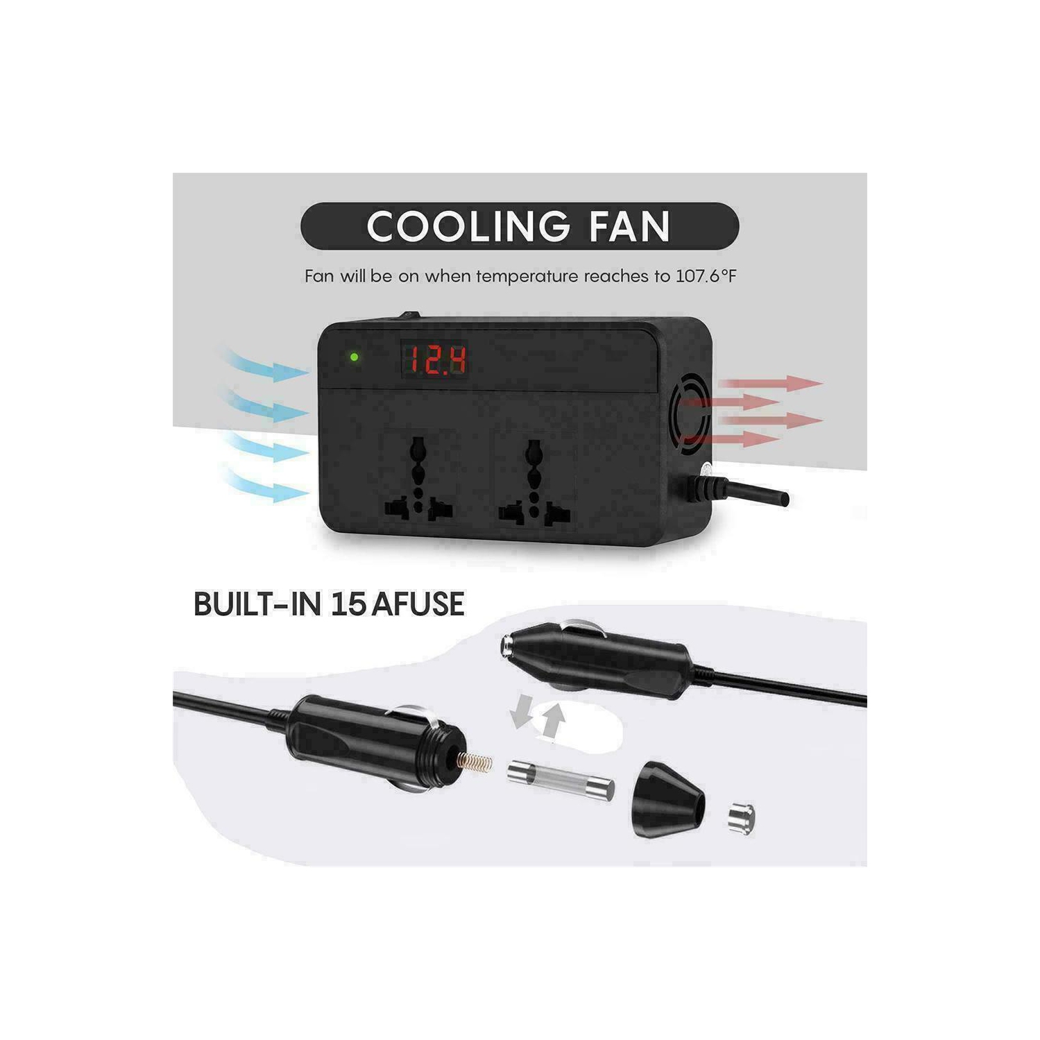 Onduleur de voiture 200 W c.c. 12 V 4 ports USB Adaptateur de chargeur pour l’auto avec interrupteur