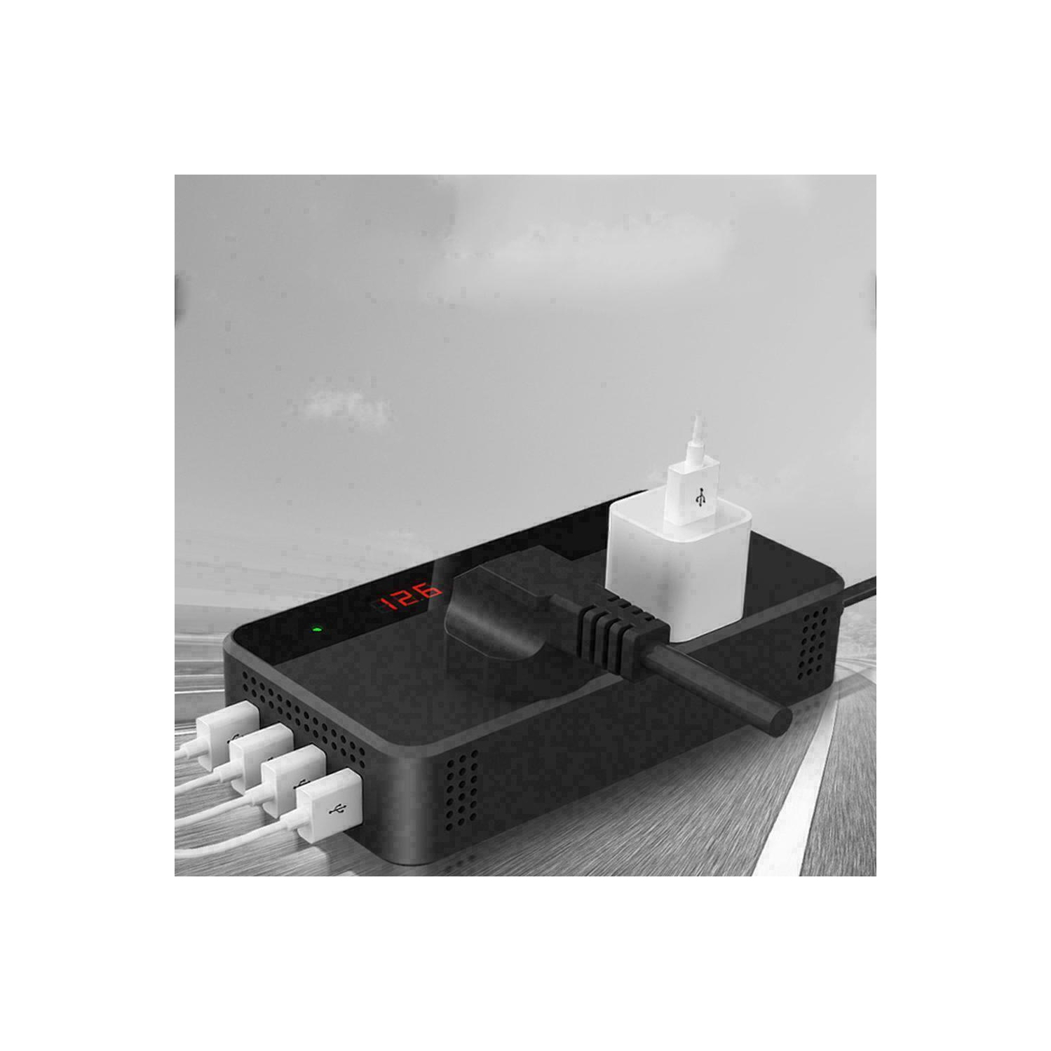 Onduleur de voiture 200 W c.c. 12 V 4 ports USB Adaptateur de chargeur pour l’auto avec interrupteur