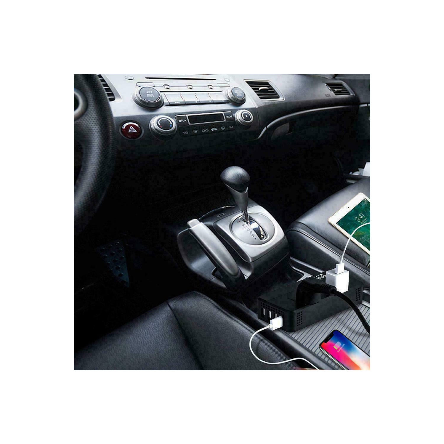 Onduleur de voiture 200 W c.c. 12 V 4 ports USB Adaptateur de chargeur pour l’auto avec interrupteur