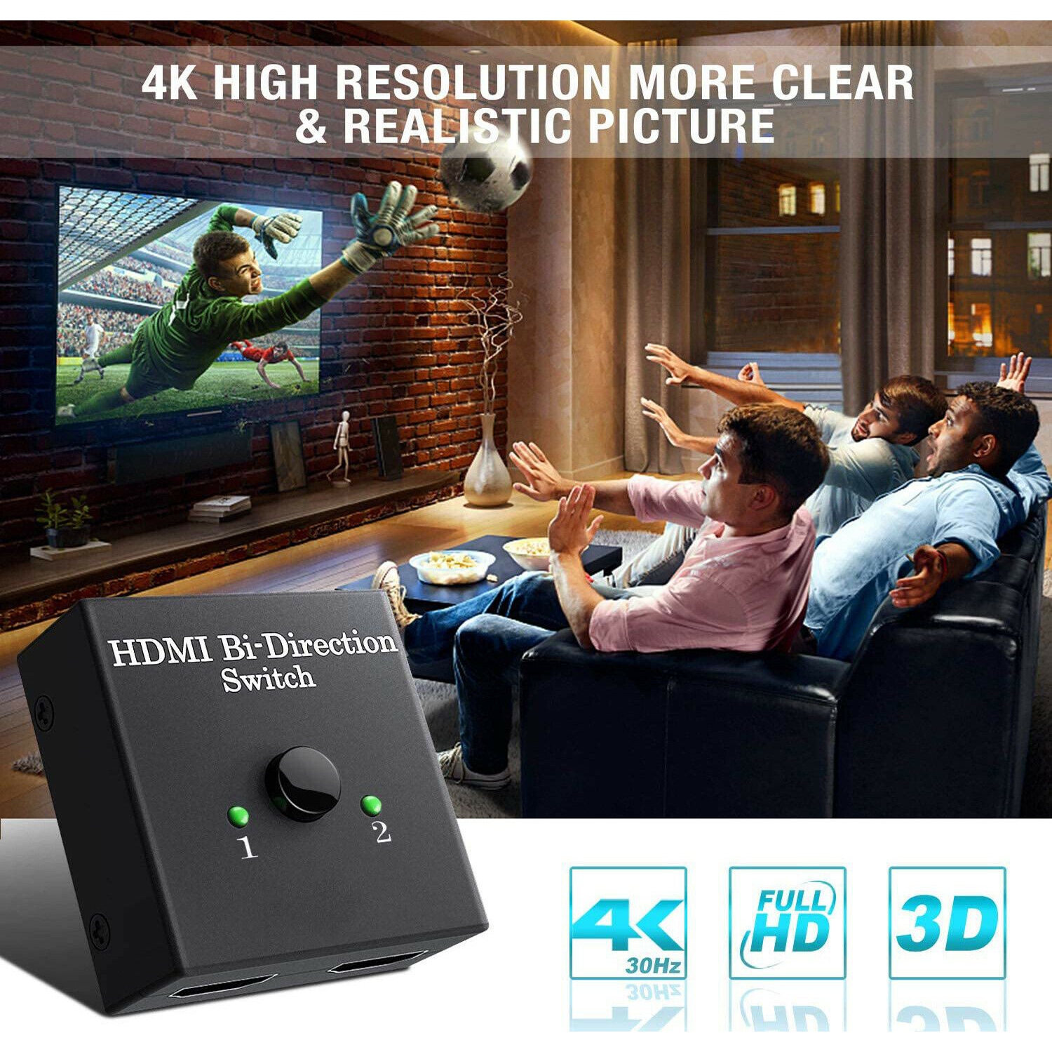 HDMI Switch Bi-Direction 2.0 HDMI Splitter 1x2/2x1 Adapter 2 in 1 Out Converter