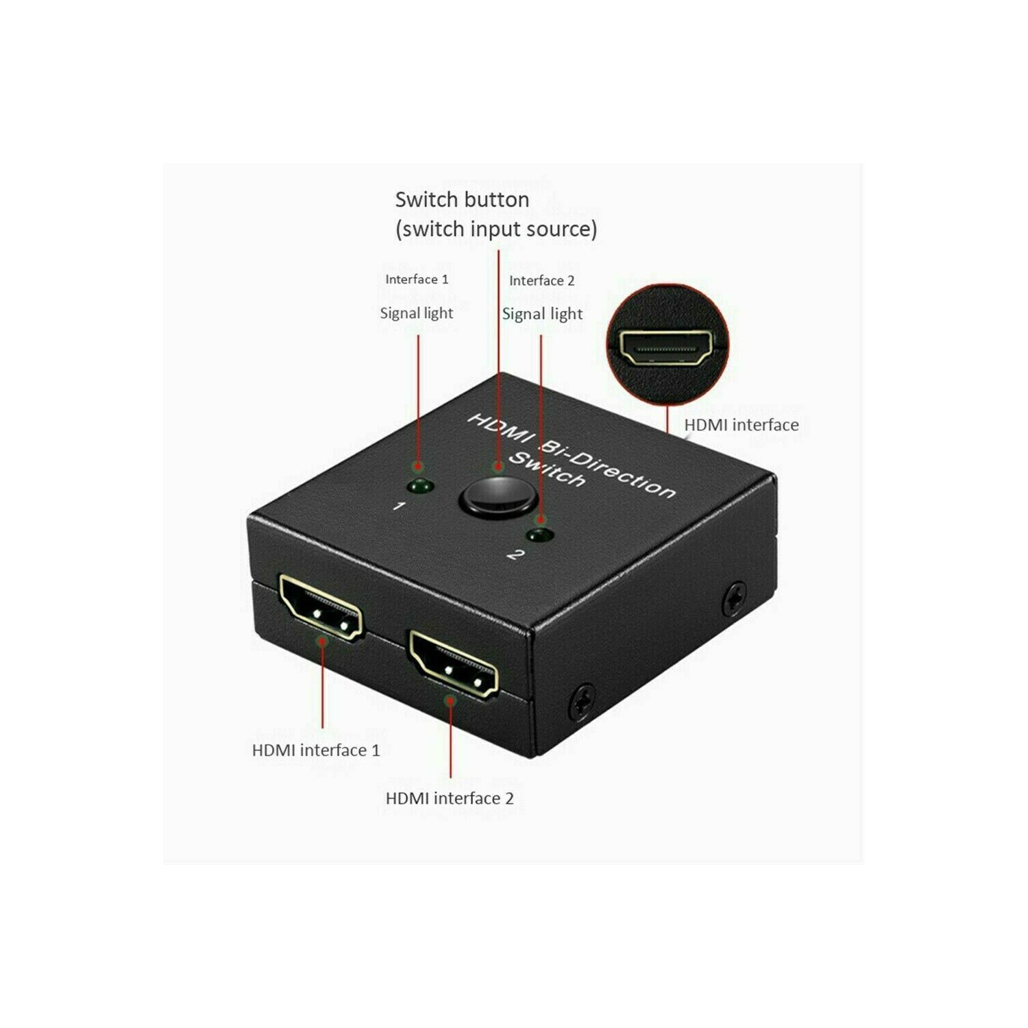 2x1 1x2 UHD 4K Bi Direction HDMI 2.0 Switch Switcher Splitter Hub HDCP 3D 1080P