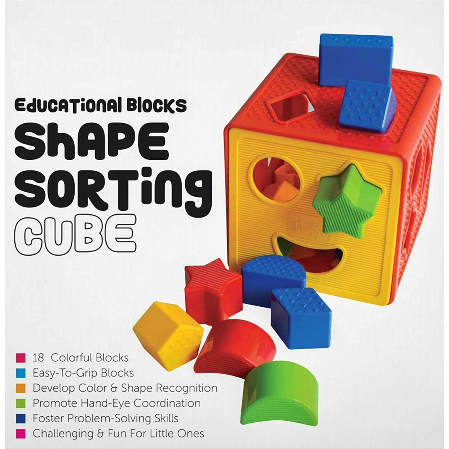18 blocs de formes pour bébé reconnaître les couleurs des jouets avec boîte cubique de tri coloré