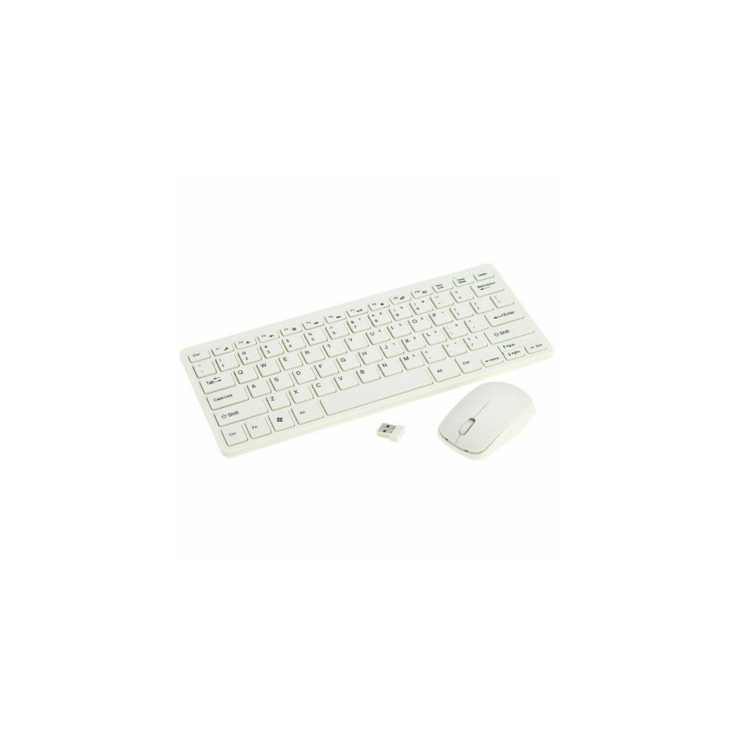 Ensemble clavier et souris sans fil ultramince de 2,4 GHz blanc pour portable PC