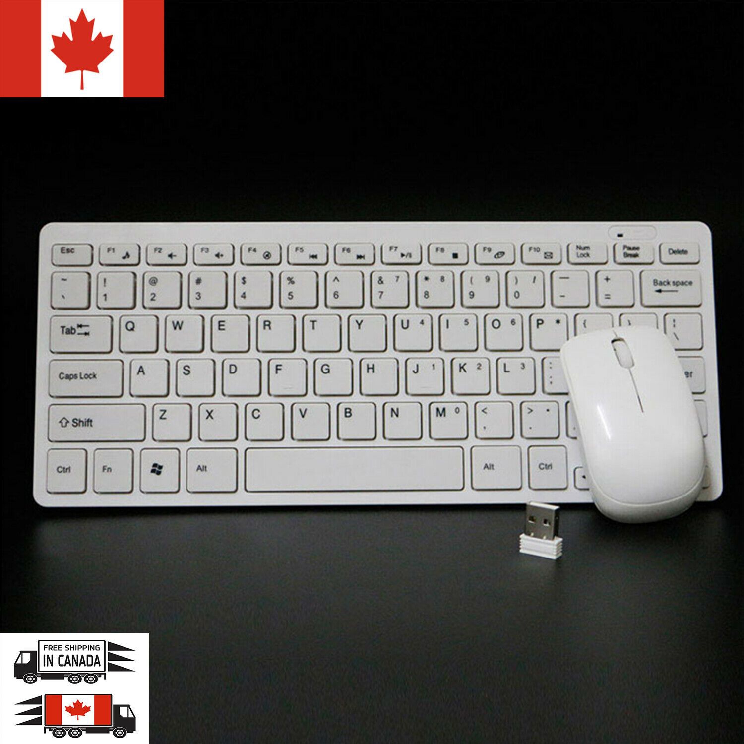 Ensemble clavier et souris sans fil ultramince de 2,4 GHz blanc pour portable PC